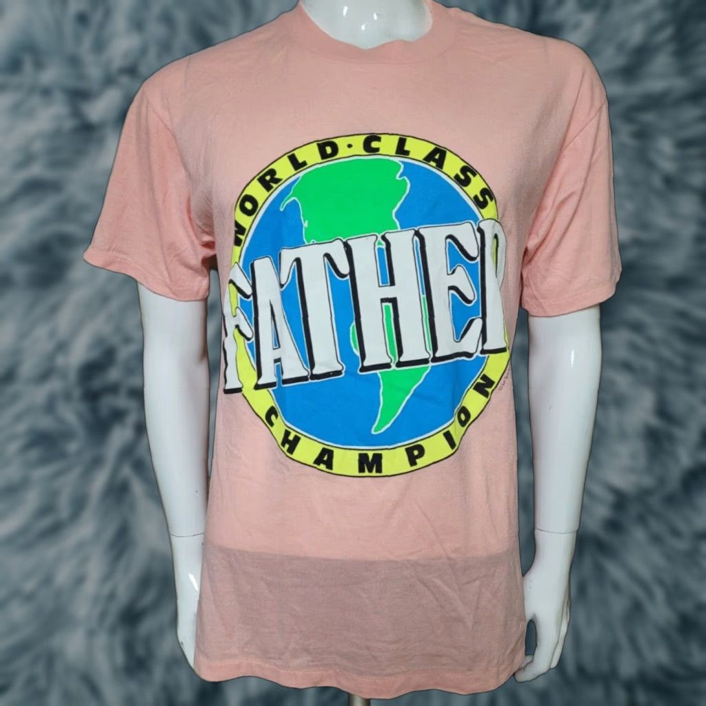 Vintage VTG 80s World Class Champion Father T Shirt XL Beige Sun Short Sleeve Graphic Tee Mens Size US XL / EU 56 / 4 - 1 Thumbnail