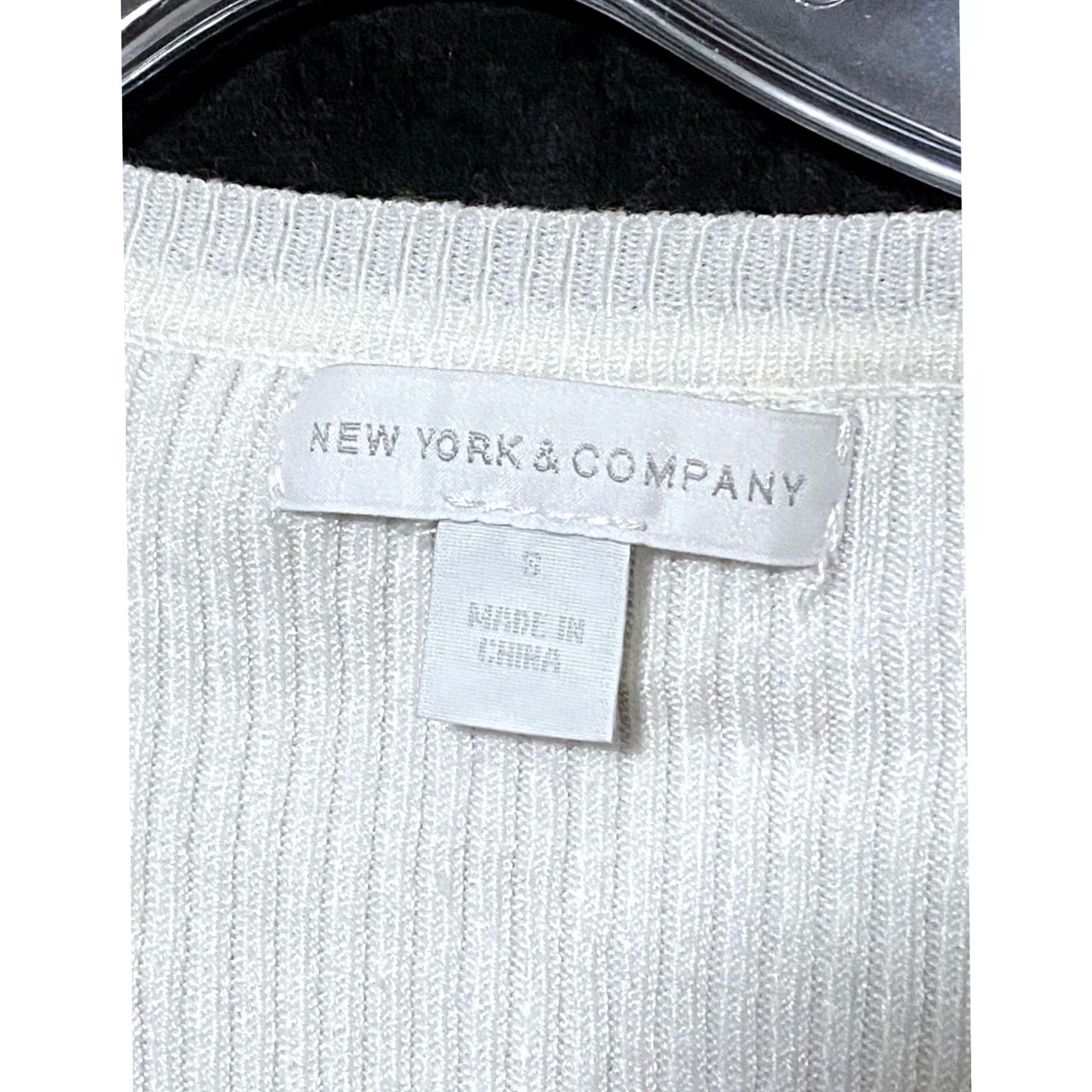 Vintage New York & Company White Ribbed Knit Top S Blouse Women Pullover Casual Workwear Y2K Size S / US 4 / IT 40 - 5 Thumbnail