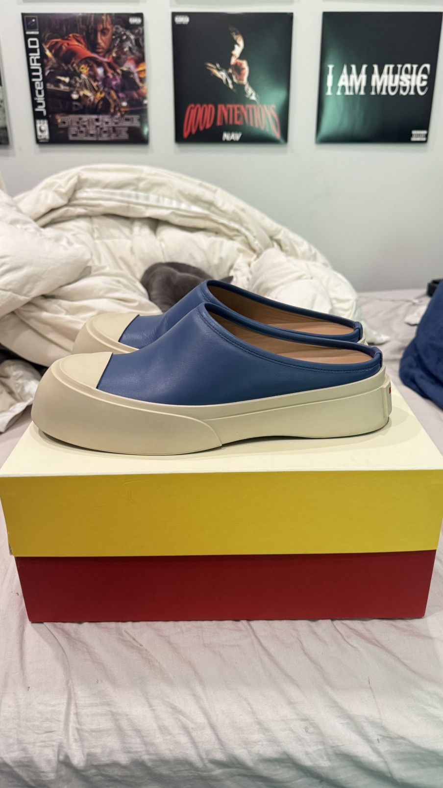 Marni Marni Pablo Leather Shearling Mule (Blue) Size US 9 / EU 42 - 2 Thumbnail