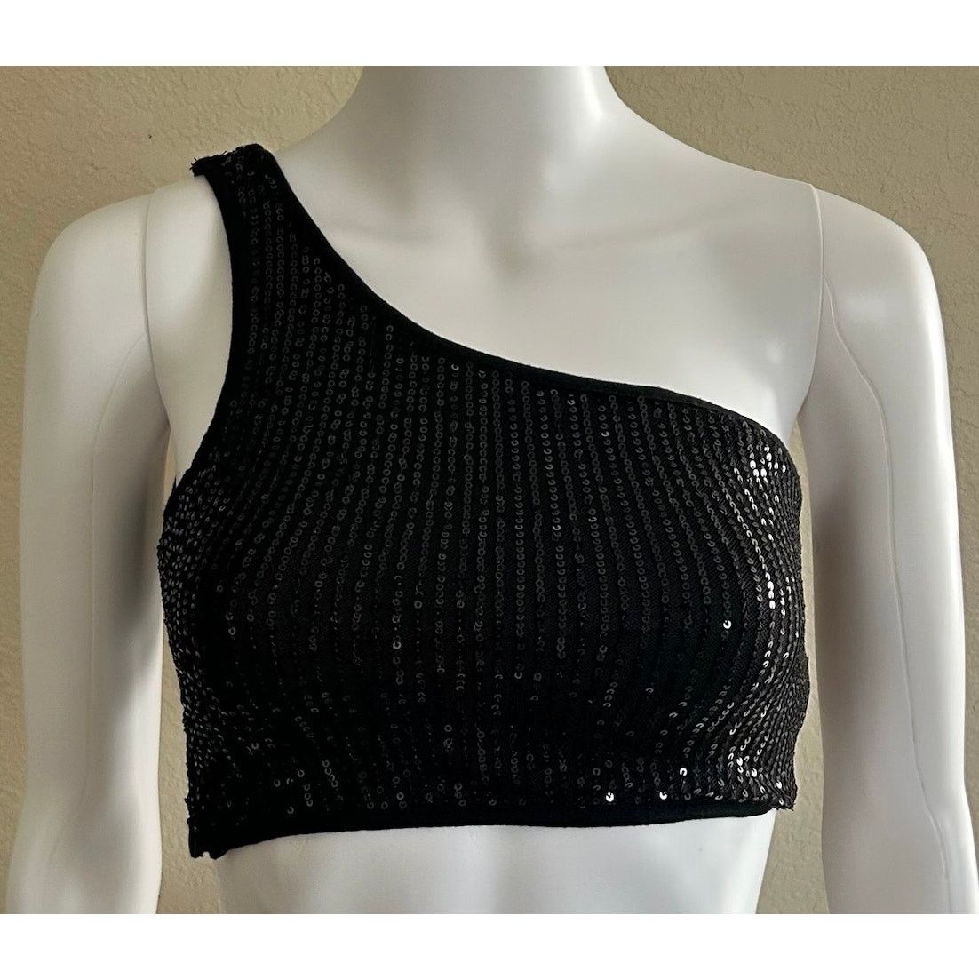 Shein SHEIN | Women's One Shoulder Sequin Crop Top | XS Size XS / US 0-2 / IT 36-38 - 1 Thumbnail