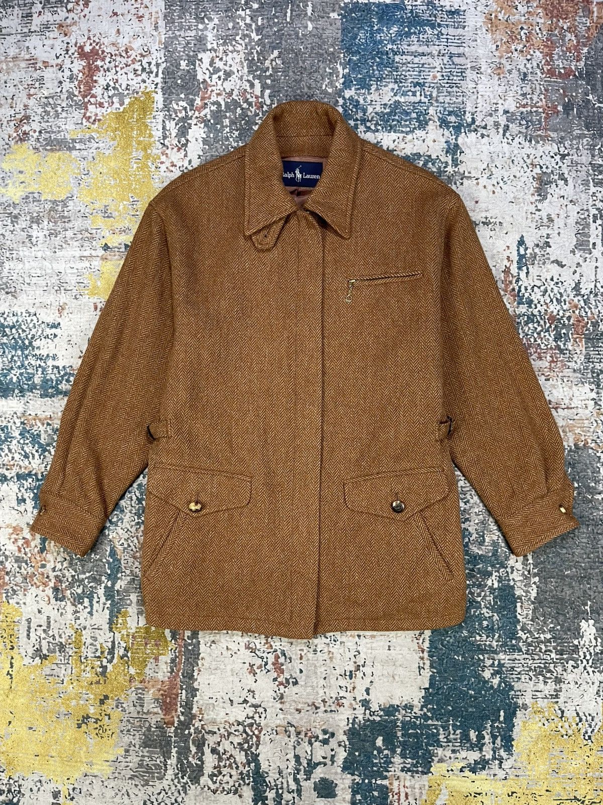 Polo Ralph Lauren Ralph Lauren Herringbone Tweed Half Cinch Equastrian Jacket Size L / US 10 / IT 46 - 1 Thumbnail