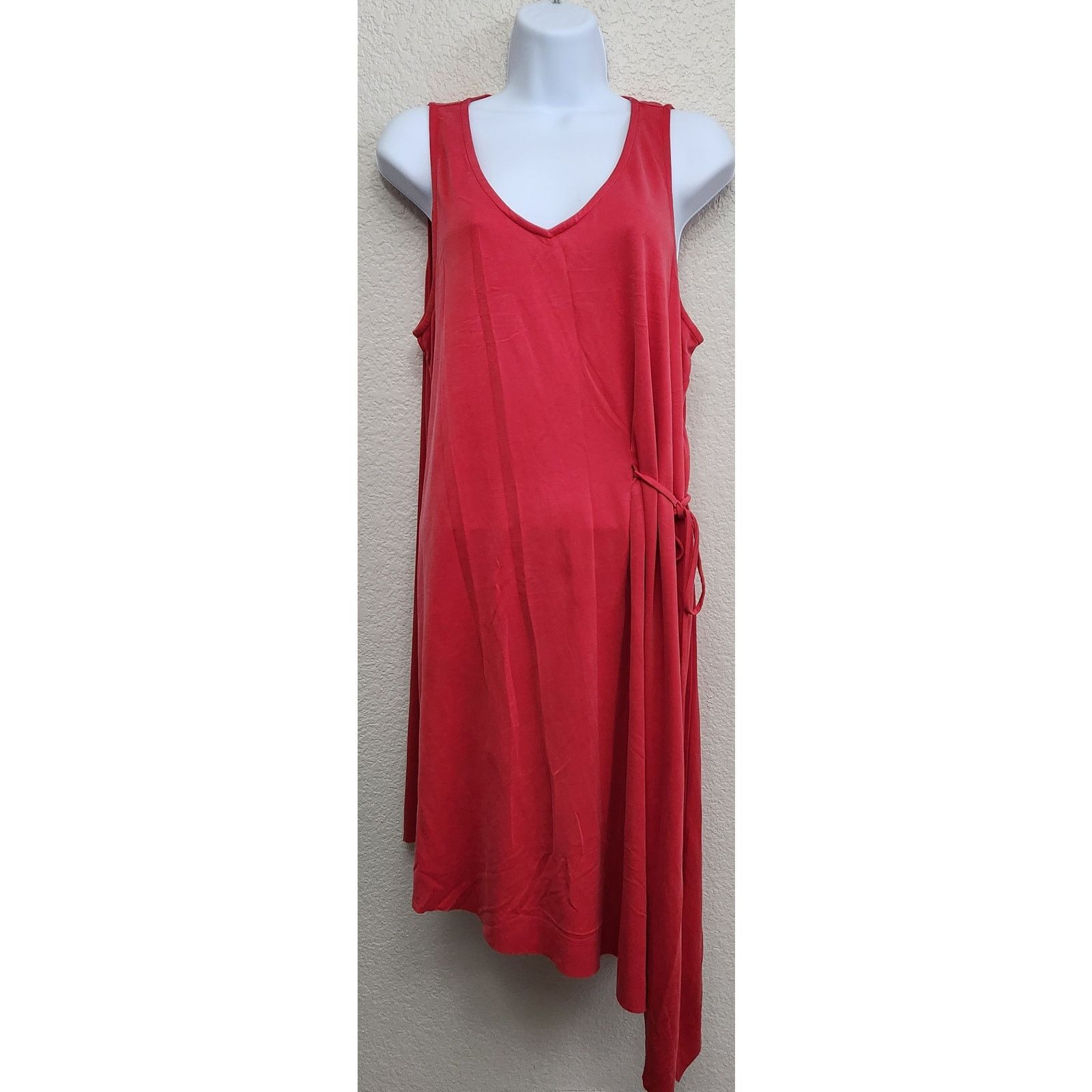 Other Matty M Red Crossbody Tie Asymmetrical Hem Midi Dress L Size L / US 10 / IT 46 - 1 Thumbnail