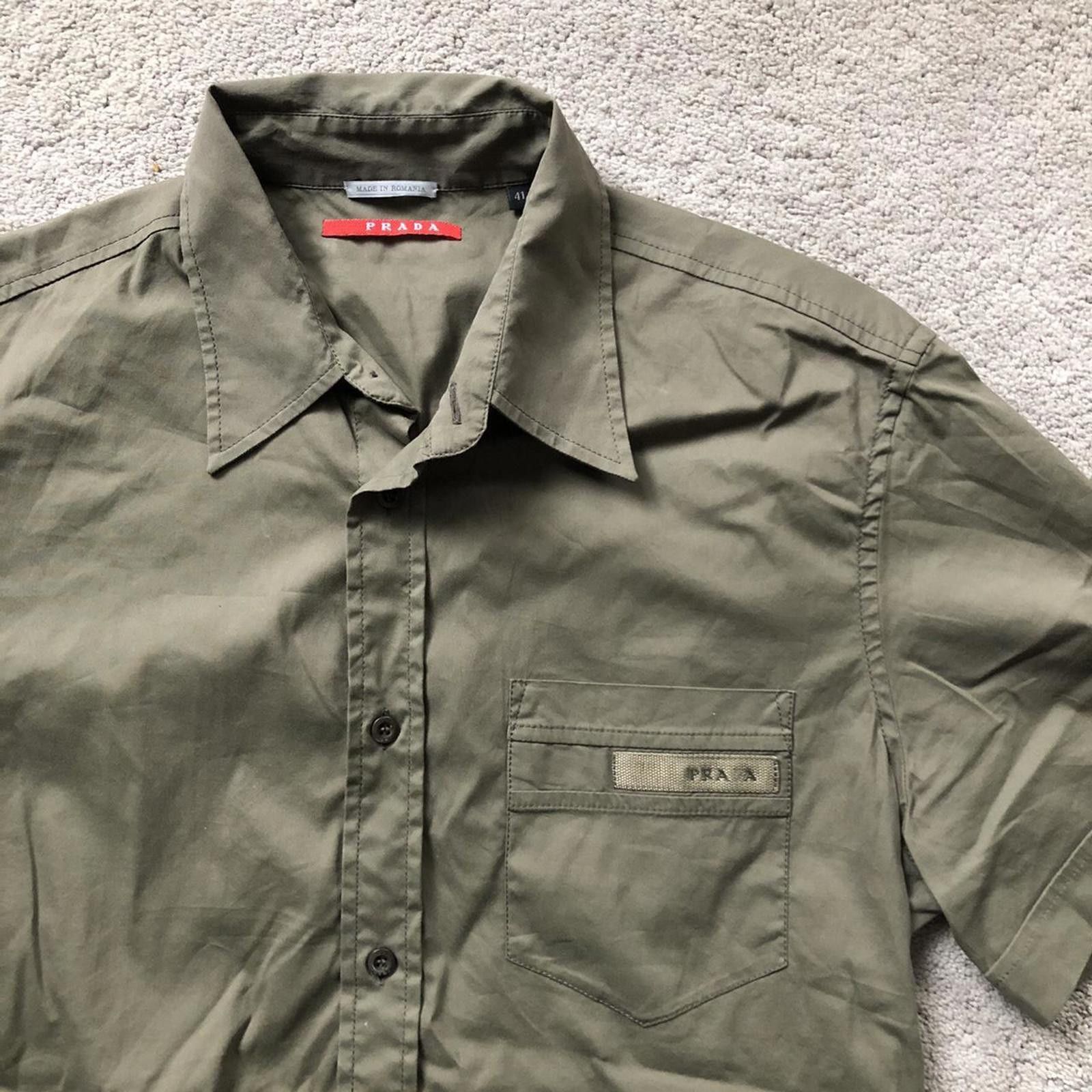 Prada Vintage Prada Short Sleeve Button Up Shirt Size US L / EU 52-54 / 3 - 2 Thumbnail