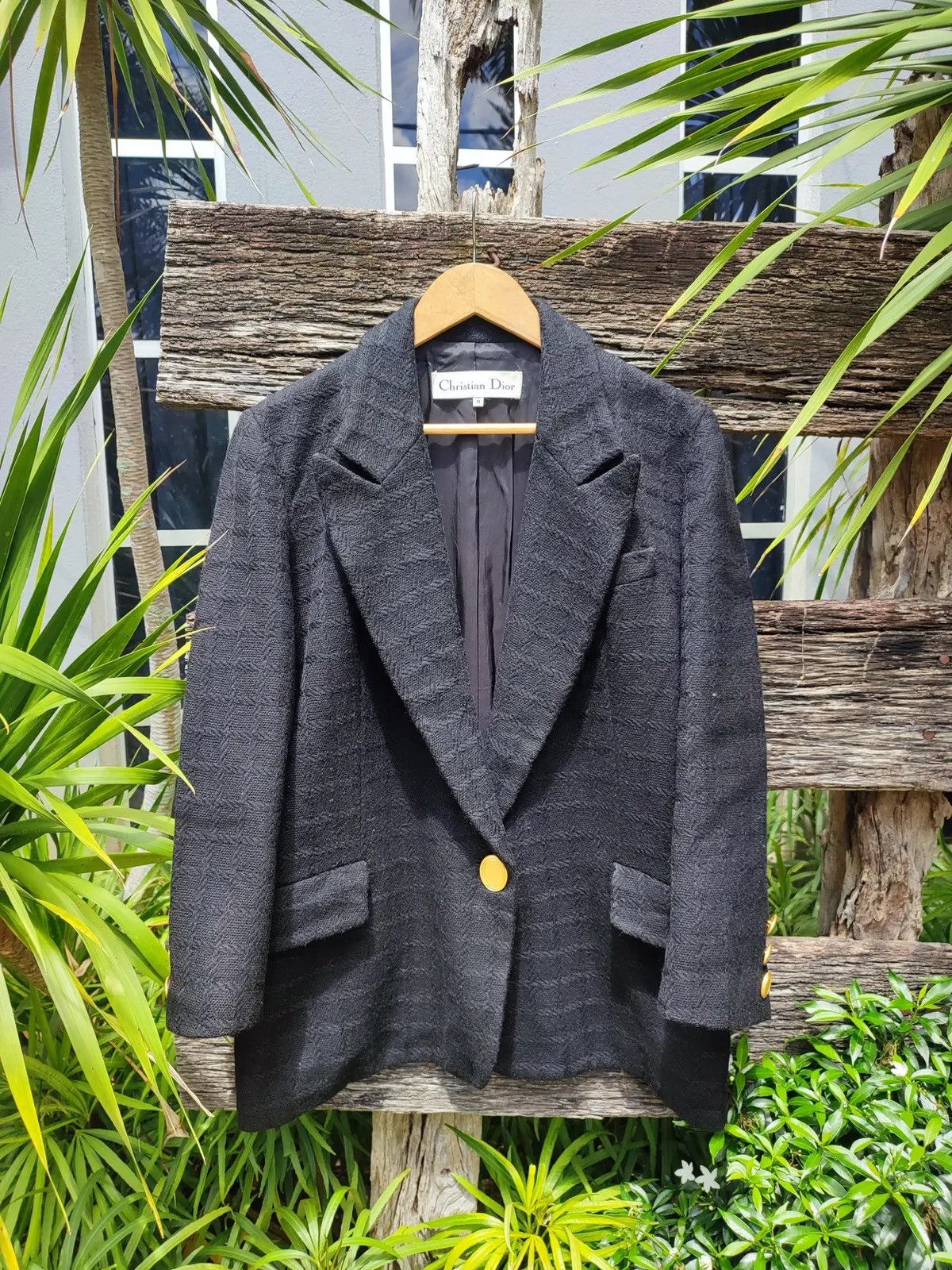 Christian Dior Monsieur Christian Dior Black Textured Wool Blazer – Classic Tailored Size M / US 6-8 / IT 42-44 - 1 Thumbnail