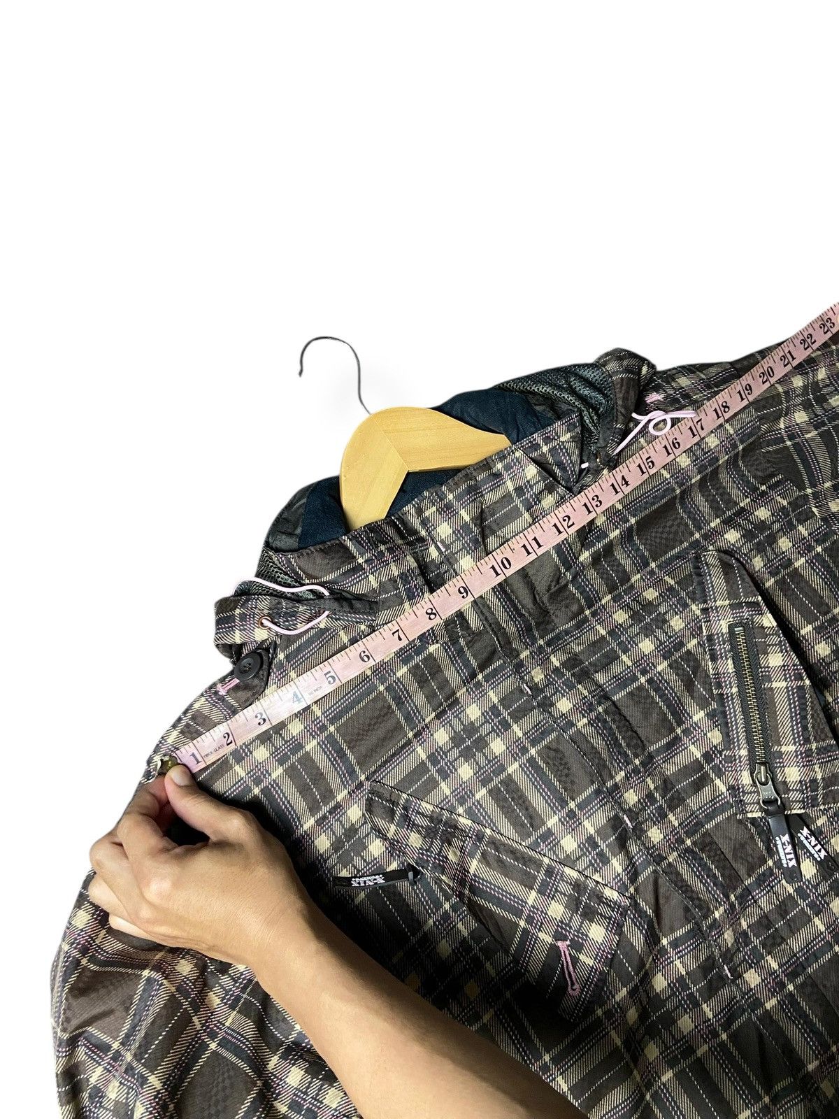 Japanese Brand X-NIX Brand Plaid Multi-pocket Hooded Jacket (161) Size S / US 4 / IT 40 - 6 Thumbnail