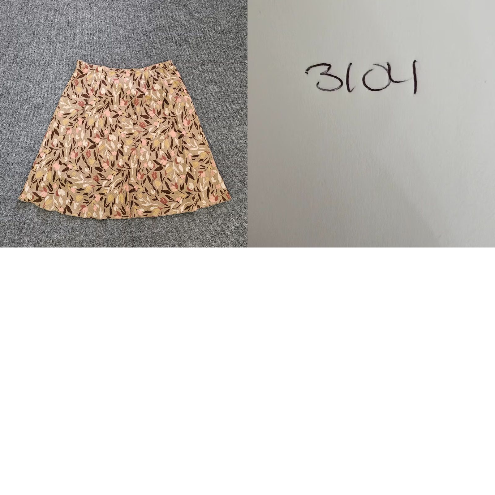 J. Jill J Jill Skirt Women Large Brown Beige Floral A-Line Lined Side Zip Career Size 36" / US 14 / IT 50 - 8 Thumbnail