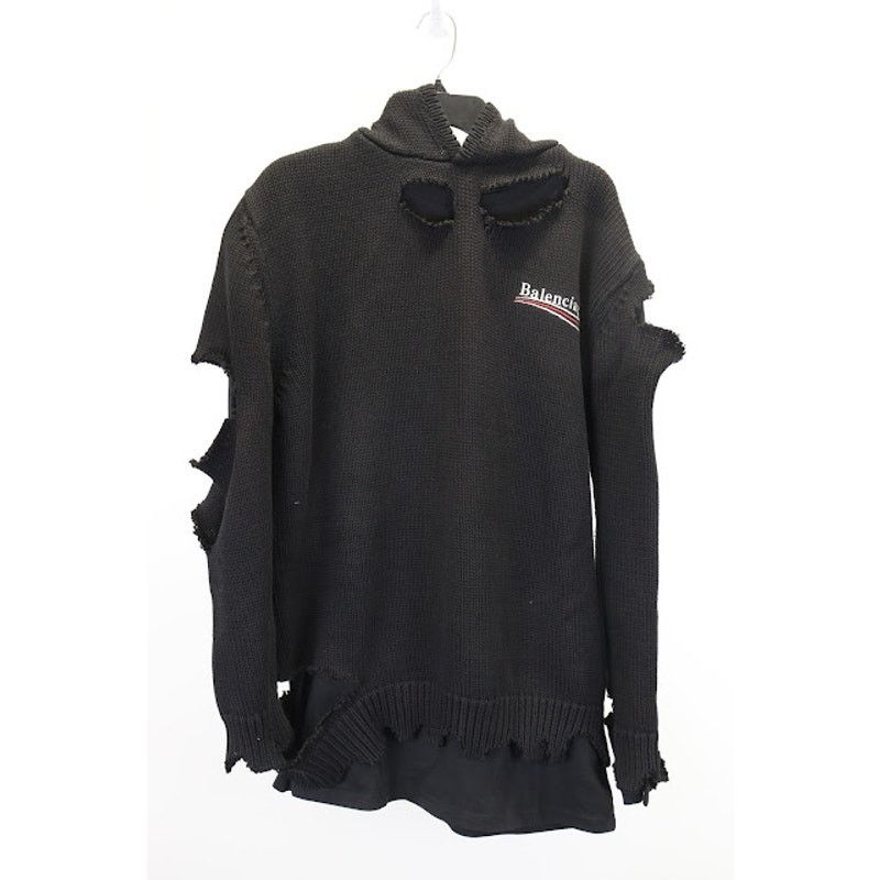 Balenciaga o1rshd1 Political Campaign Distressed Logo Cotton Hoodie Size US XS / EU 42 / 0 - 1 Thumbnail