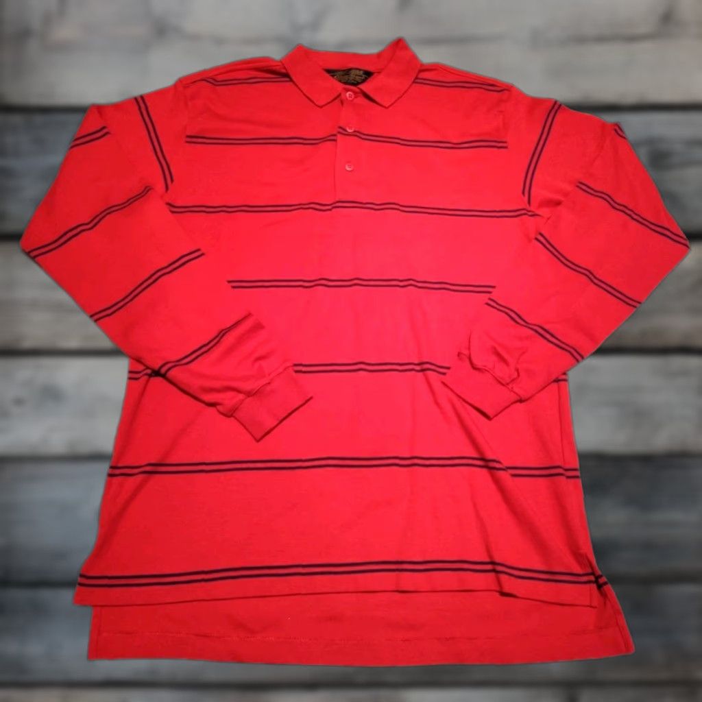 Eddie Bauer VINTAGE Eddie Bauer Long Sleeve Rugby Polo Shirt Striped M Tall Red 90s Mens Size US M / EU 48-50 / 2 - 1 Thumbnail