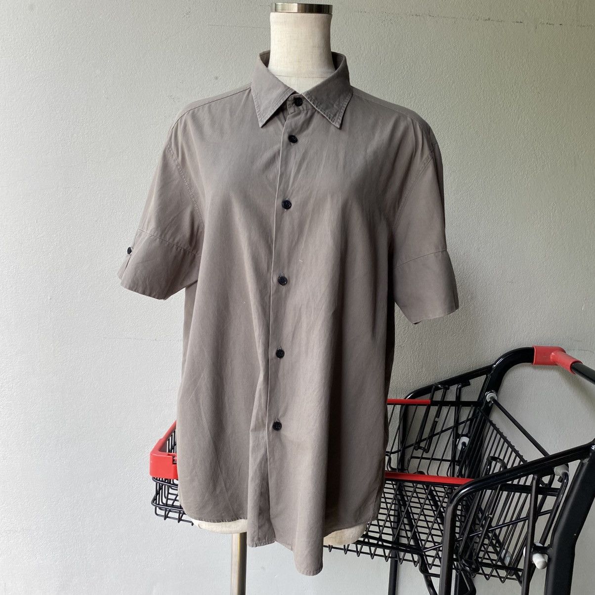 Designer × Japanese Brand GROSBEC Stone Taupe Short Sleeve Shirt Size US M / EU 48-50 / 2 - 6 Thumbnail