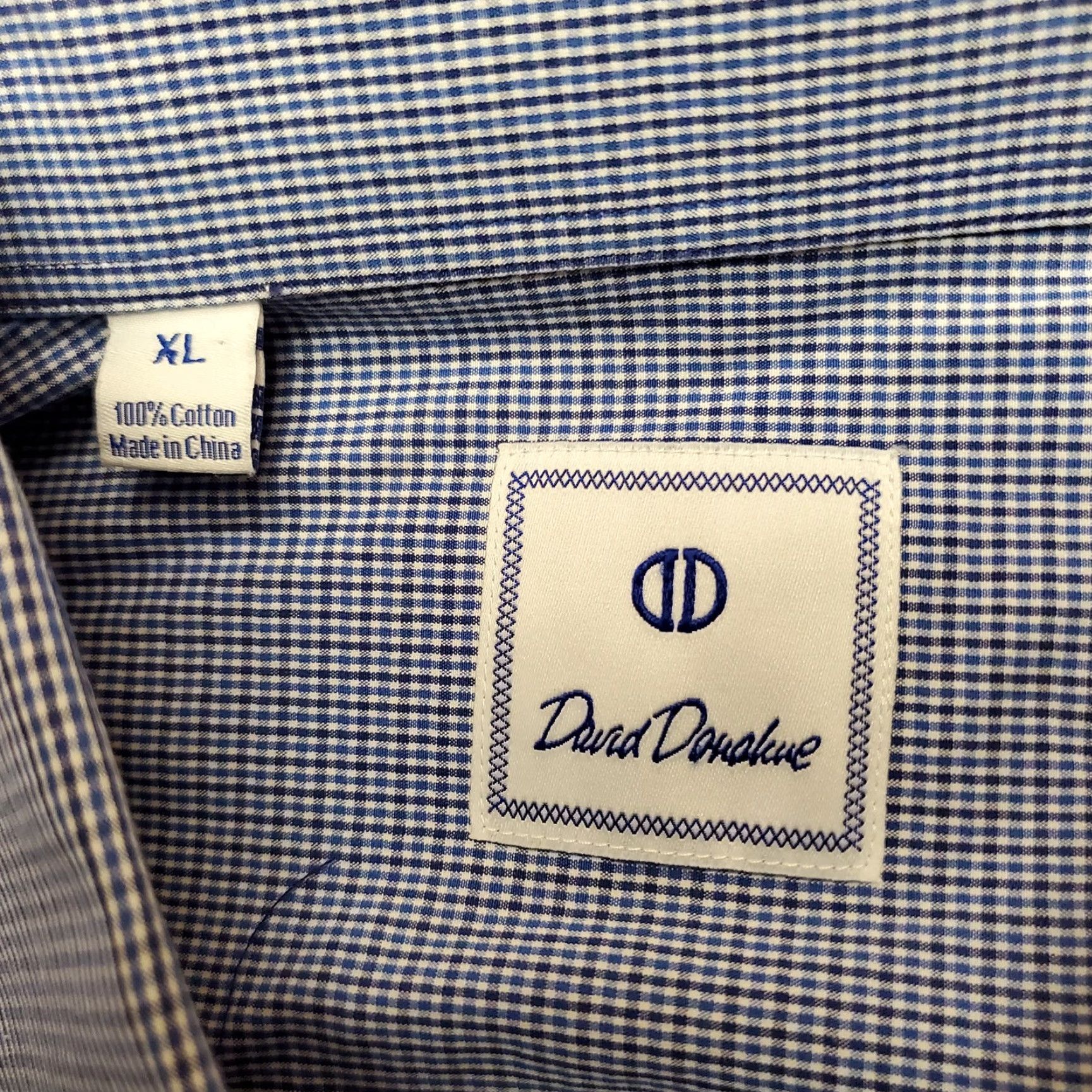 David Donahue David Donahue Shirt Mens XL Blue Micro Plaid Long Sleeve Dress Casual Size US XL / EU 56 / 4 - 6 Thumbnail