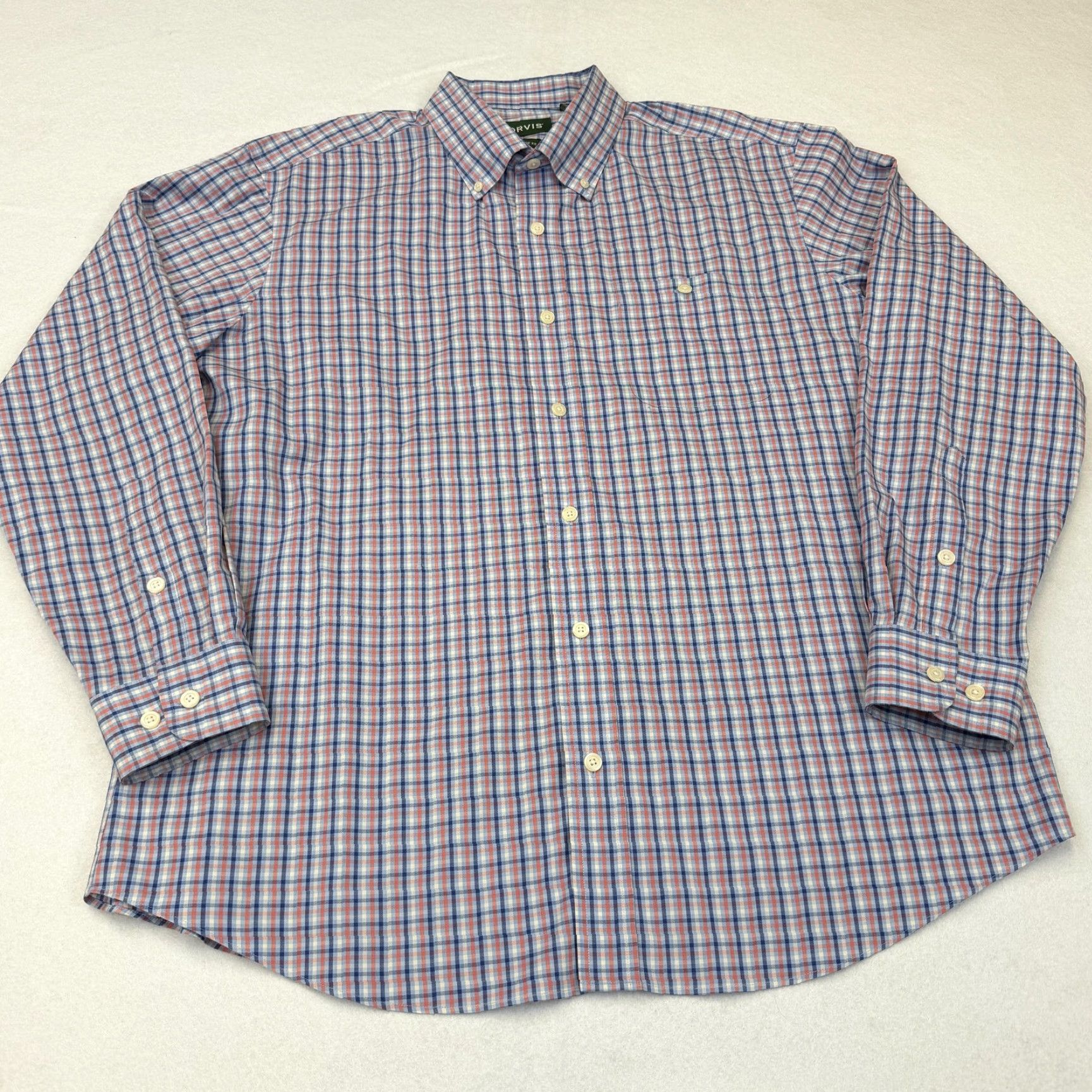 Orvis Orvis Shirt Mens XL Blue Red Check Button-Down Long Sleeve Classic Fit Casual Size US XL / EU 56 / 4 - 7 Thumbnail