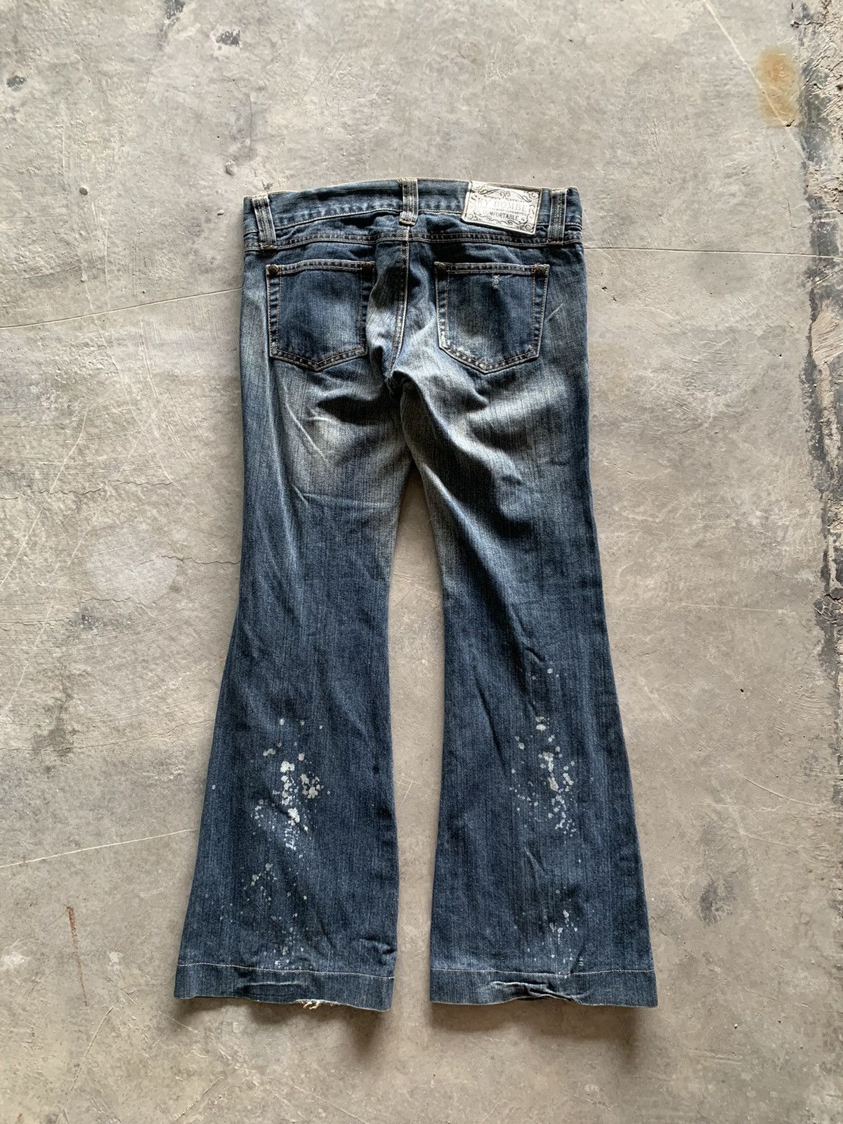 20471120 Y2K i6w9 style poem flare washed denim with paint design Size 31" - 2 Thumbnail