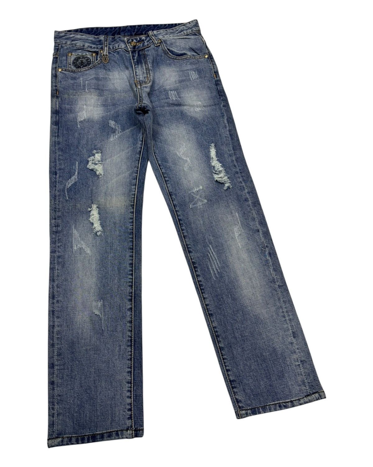 4GSELLER Chrome Hearts Symbol Jeans by Amarone Distressed Denim Size US 30 / EU 46 - 6 Thumbnail
