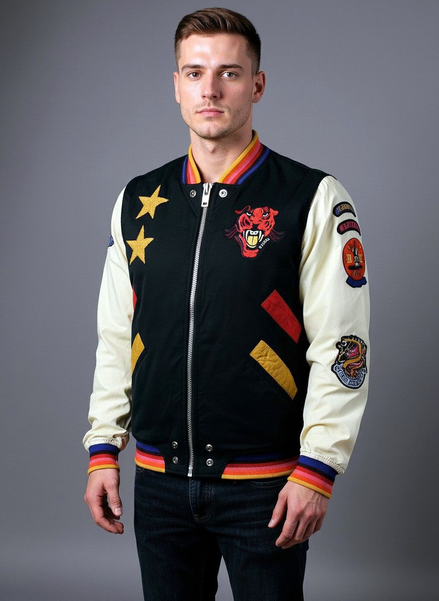 Diesel Diesel Bomber Varsity Jacket with Patches AW15 collection Size US L / EU 52-54 / 3 - 2 Thumbnail
