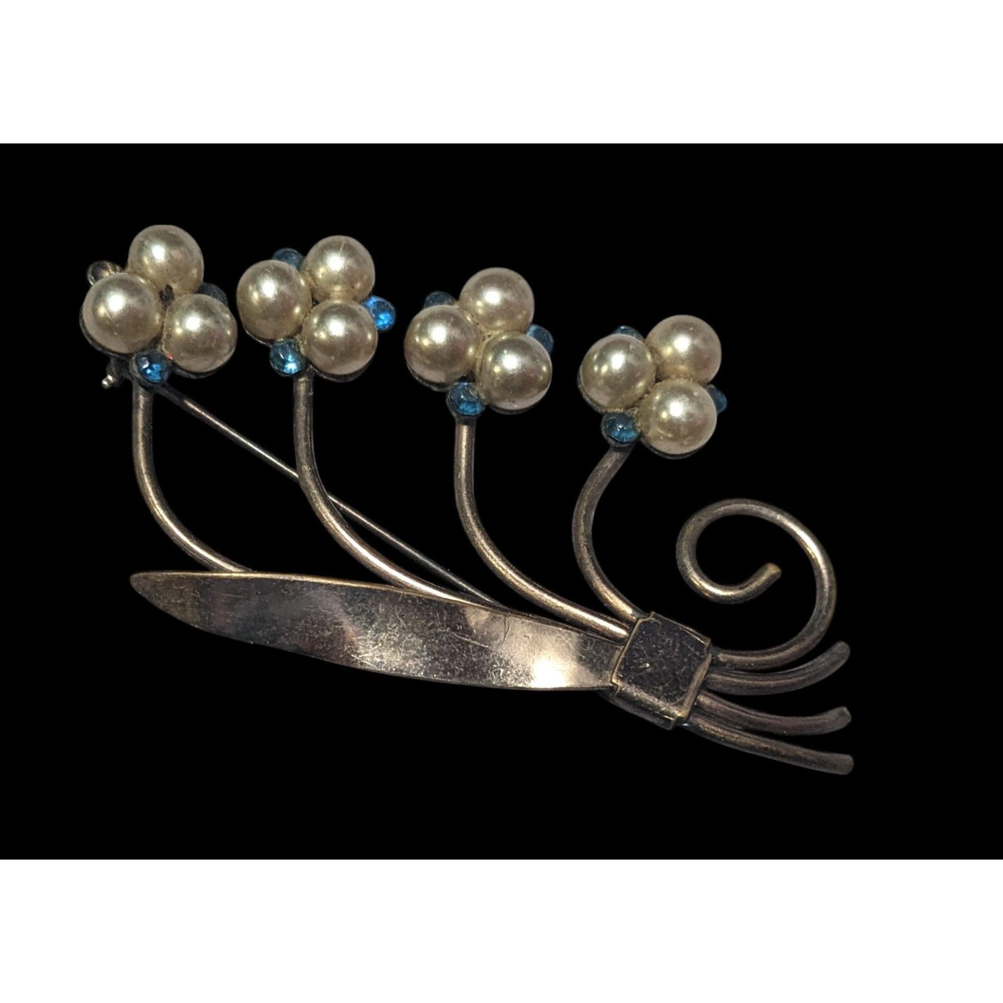 Other Vintage Floral Gold/Silver Tone Faux Pearl Rhinestone Floral Size ONE SIZE - 1 Thumbnail
