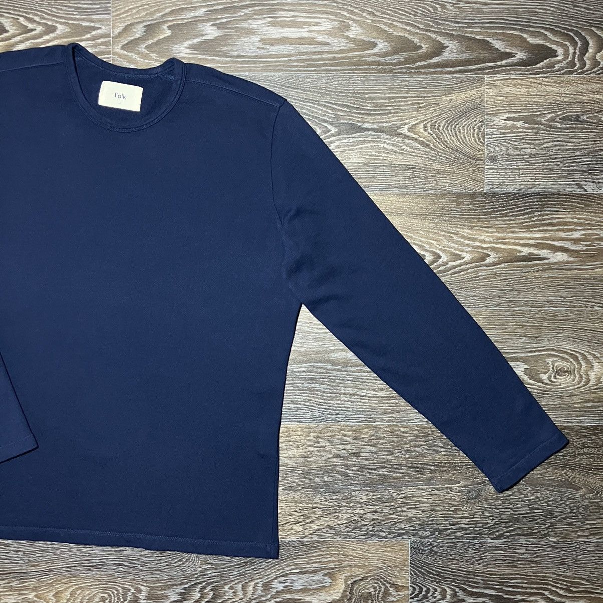 Folk FOLK Basic Navy Blue Lightweight Cotton Sweatshirt Size US M / EU 48-50 / 2 - 2 Thumbnail