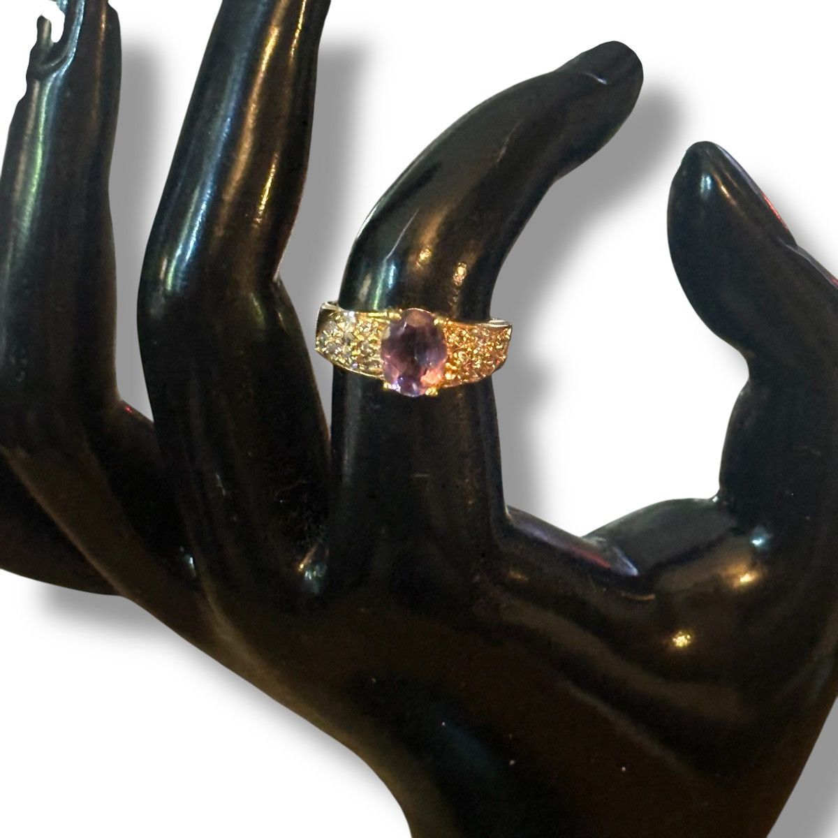 Vintage Vintage LIND 14KHGE amethyst & simulated diamonds ring Size ONE SIZE - 4 Thumbnail