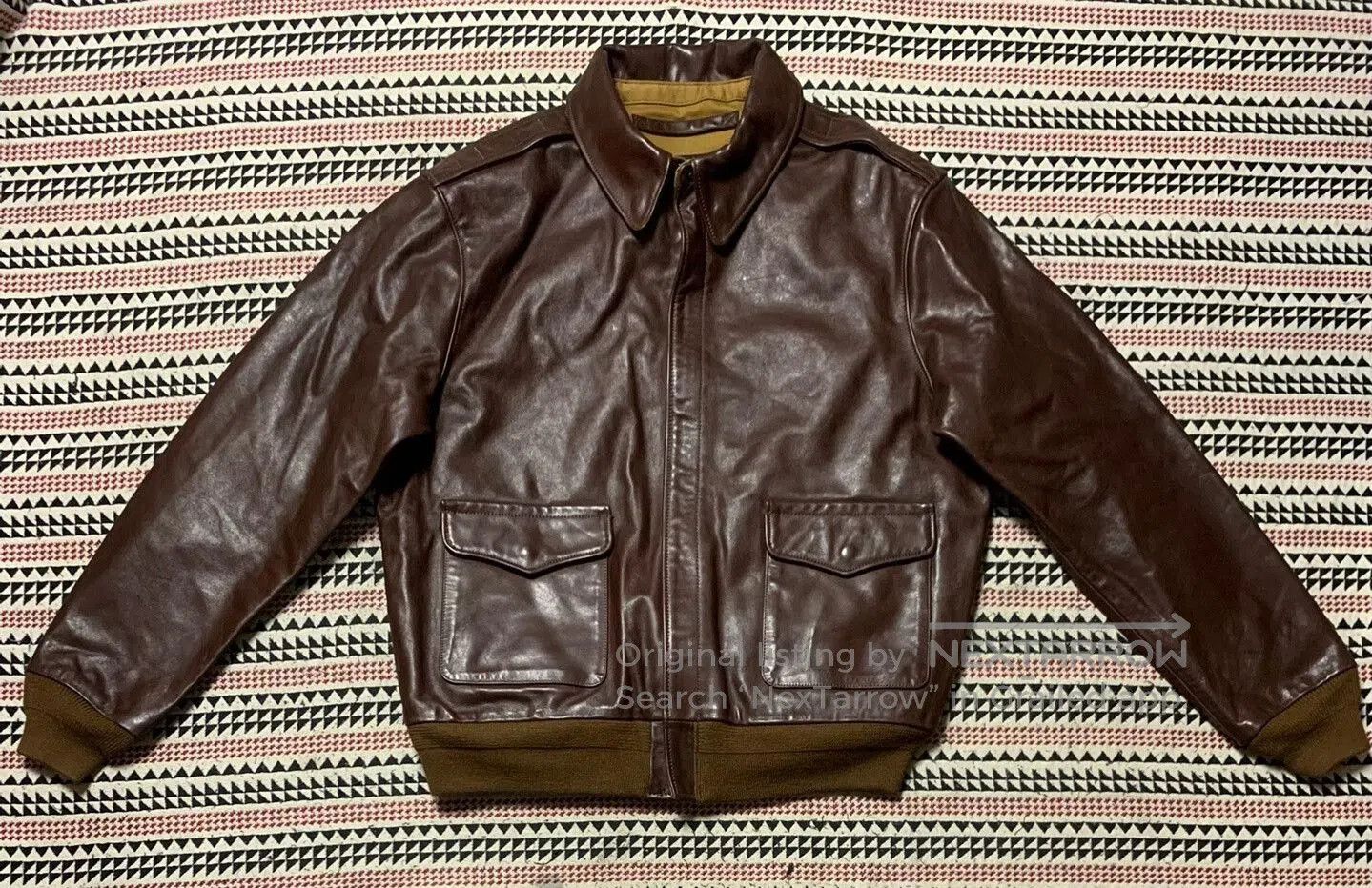 Vintage classic ameco a-2 brown leather flight jacket. Size US S / EU 44-46 / 1 - 1 Thumbnail