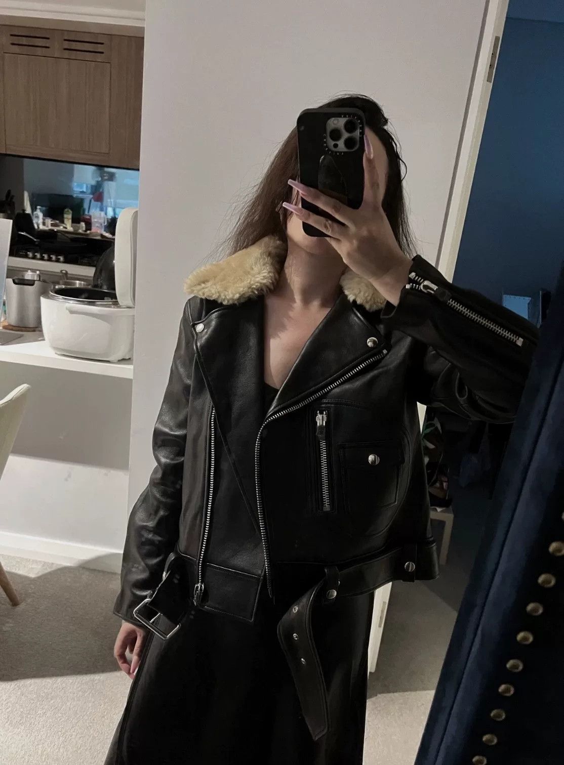 Acne Studios Acne Black Leather Jacket w/ Detachable Fur Collar Size XXS / US 00 / IT 34 - 1 Thumbnail