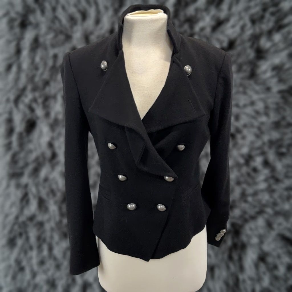 Ann Taylor Ann Taylor Blazer Wool Double Breasted Jacket Women’s 10P Petite Black Military Blazer Women’s Wool Blazer 10P Black Military Mens? Size L / US 10 / IT 46 - 1 Thumbnail