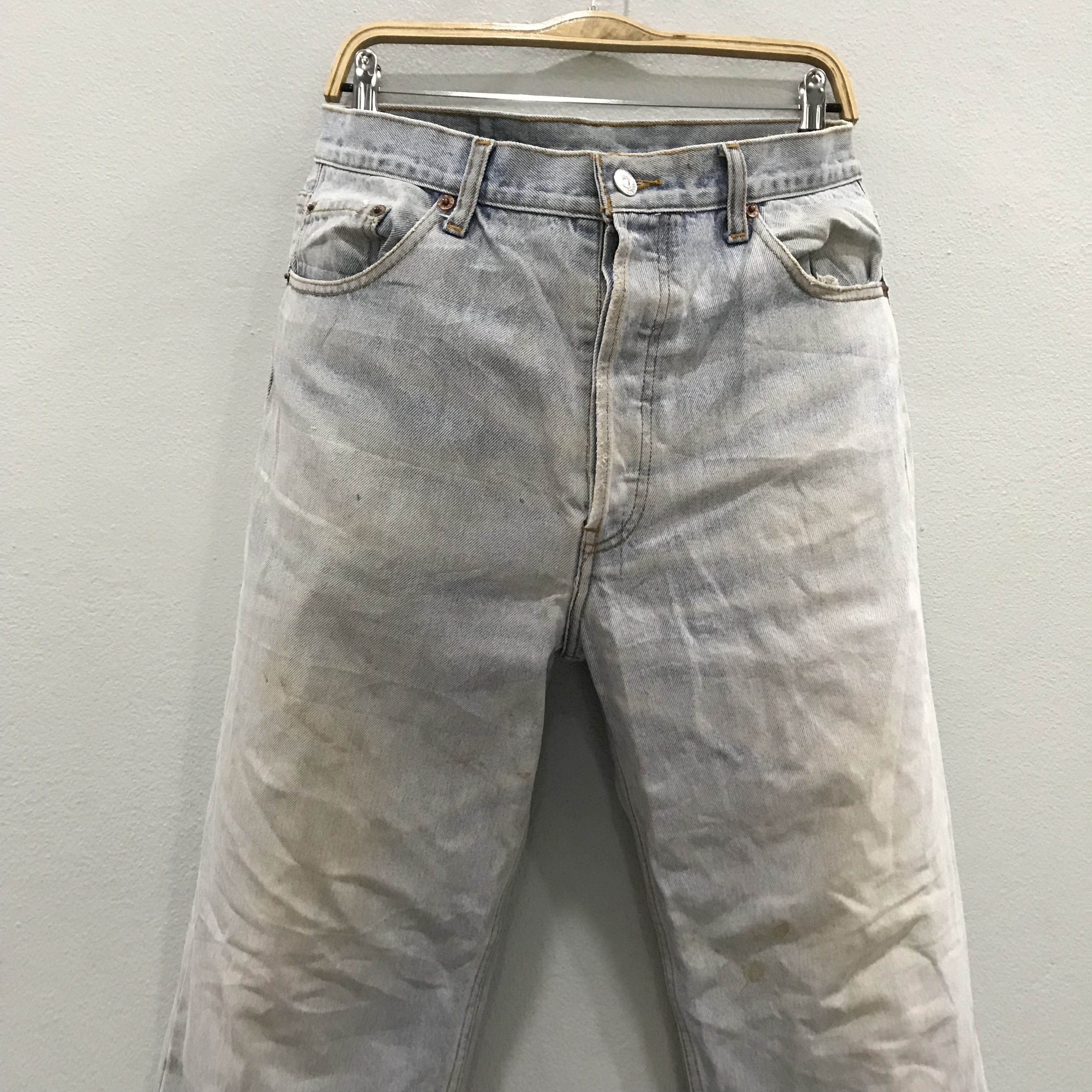 Levi's Vintage 90s Levis 501 Button Fly Stone Washed Ripped Destroy Size US 34 / EU 50 - 3 Thumbnail