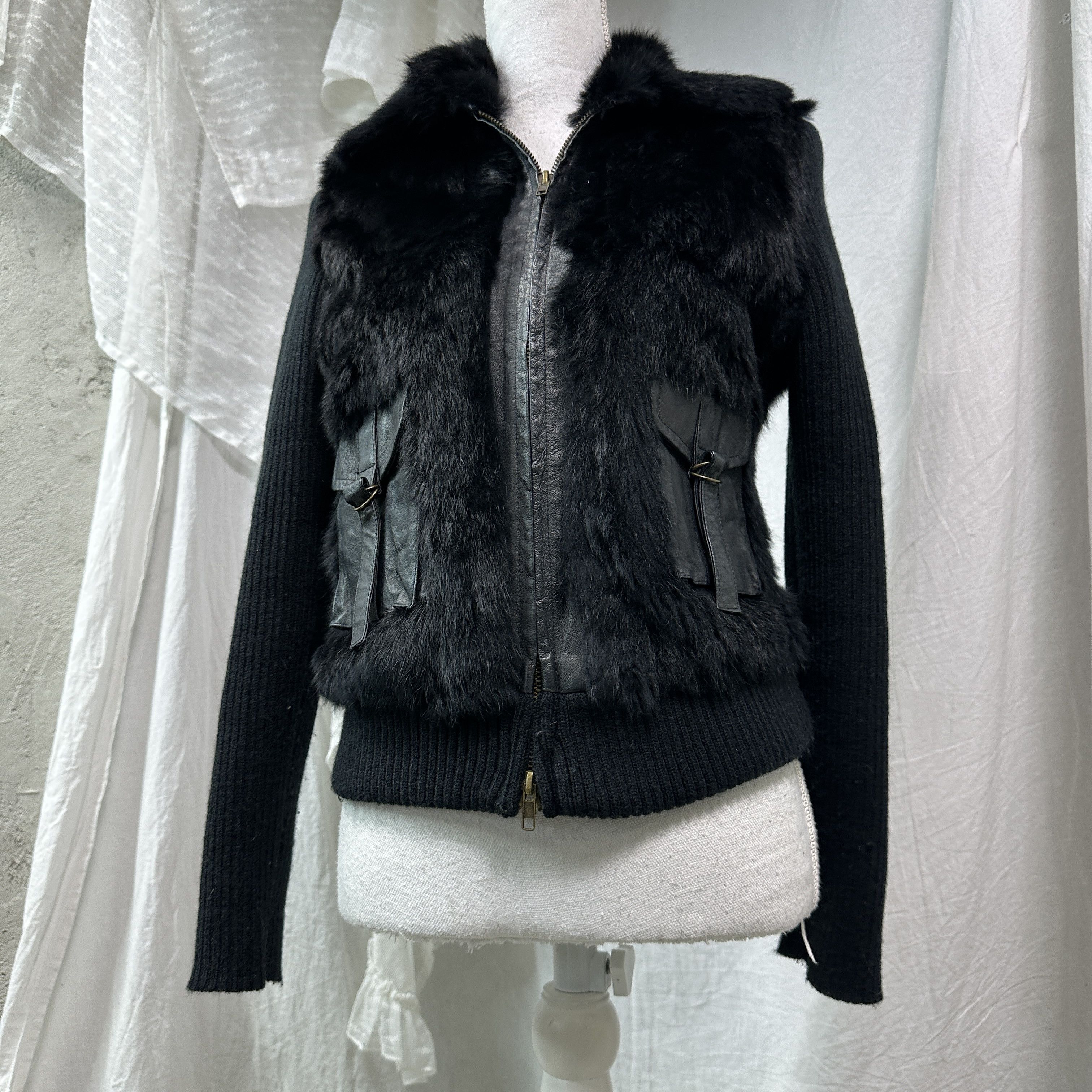 DKNY Vintage Avant Garde Rabbit Real Fur DKNY Jacket Y2K Size S / US 4 / IT 40 - 3 Thumbnail