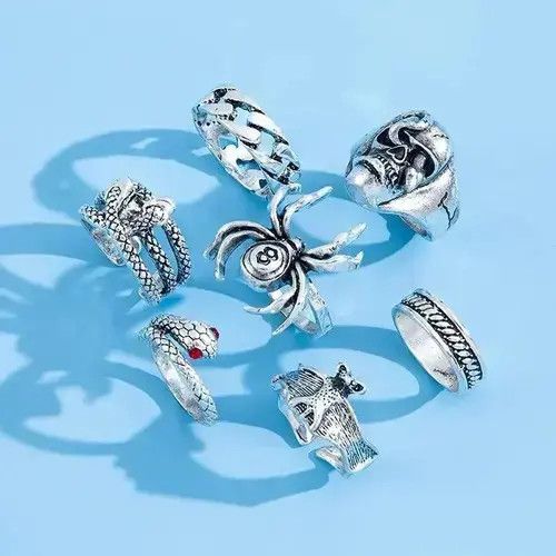 Jewelry 7 Pieces/ Set- Gothic Theme Ring Size ONE SIZE - 2 Thumbnail