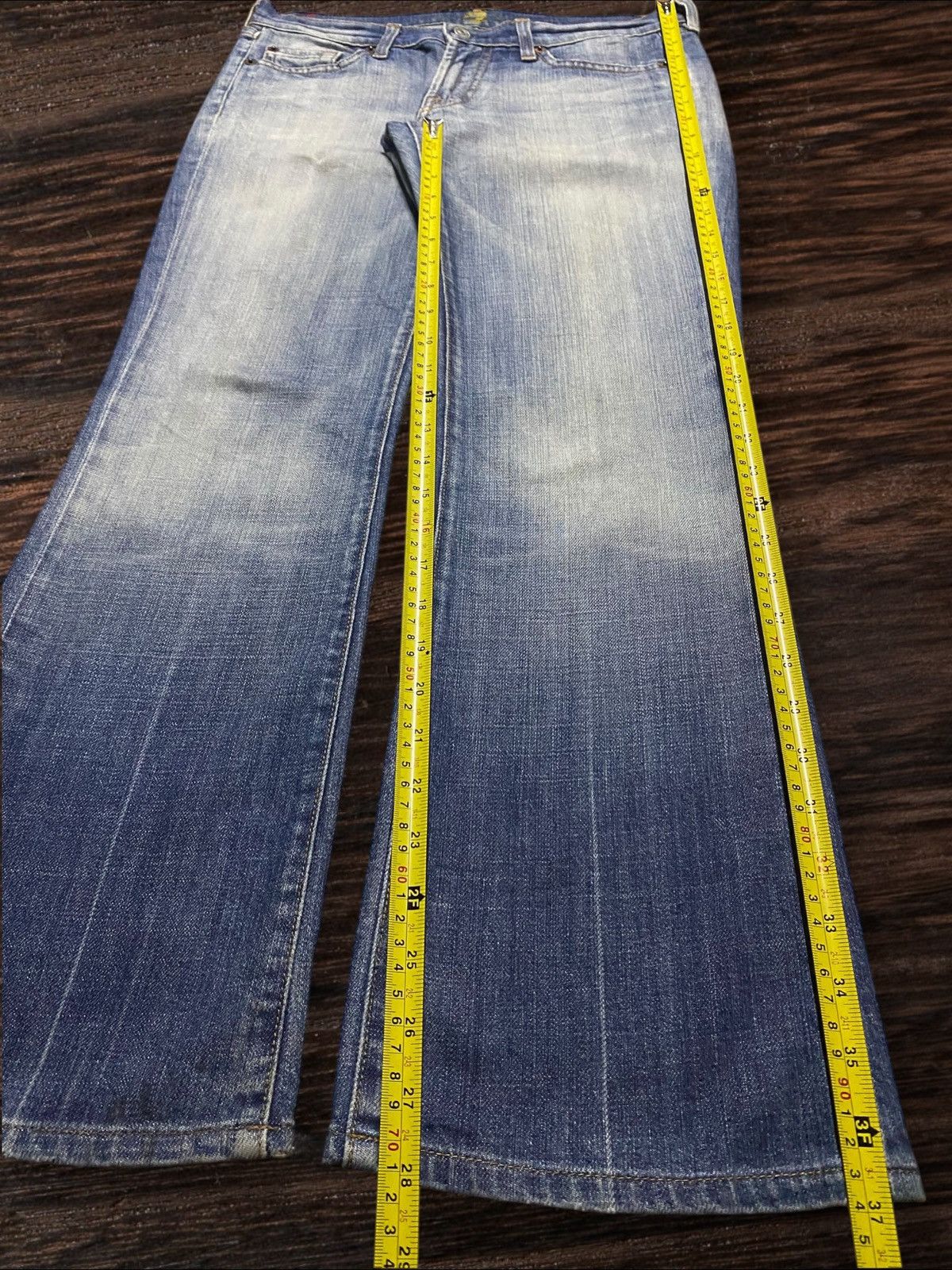 7 For All Mankind × The Great China Wall Vintage 7 All Mind Kind Faded Wash Distressed Flare Jeans Size US 31 - 18 Thumbnail