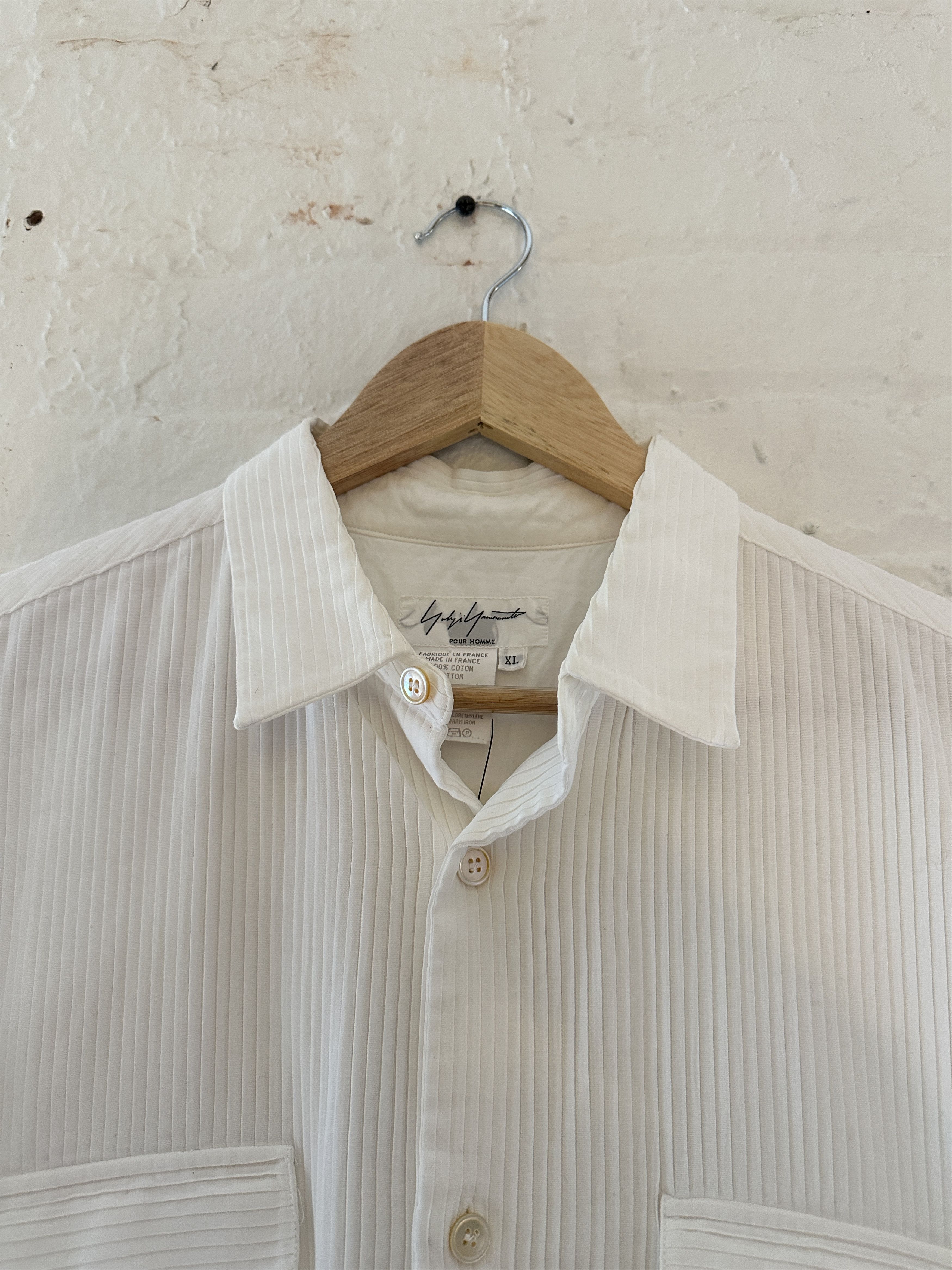Yohji Yamamoto Yohji Yamamoto Pleated Button Up Shirt Size US XL / EU 56 / 4 - 2 Thumbnail