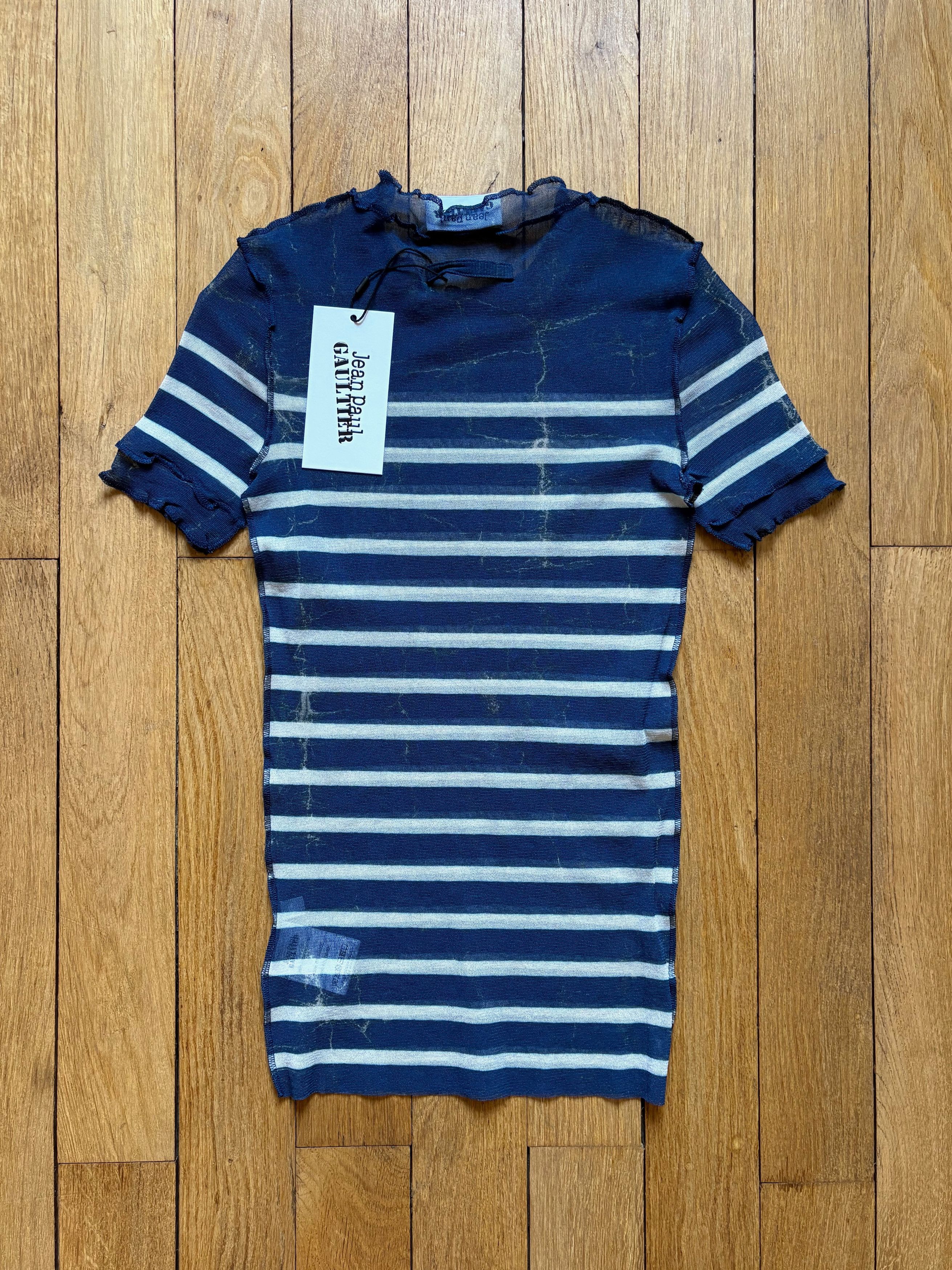 Jean Paul Gaultier Jean Paul Gaultier navy sailor striped mesh tshirt Size US XS / EU 42 / 0 - 2 Thumbnail