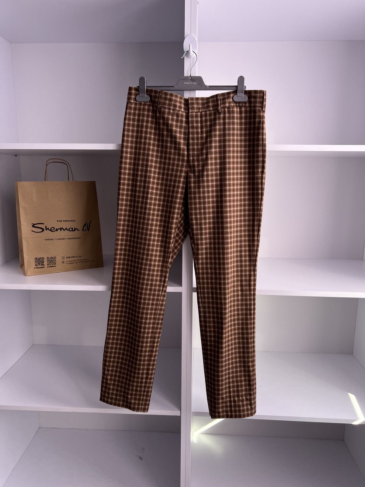 Prada Vintage Prada Milano Brown Check Straight Cotton pants Size US 32 / EU 48 - 3 Thumbnail