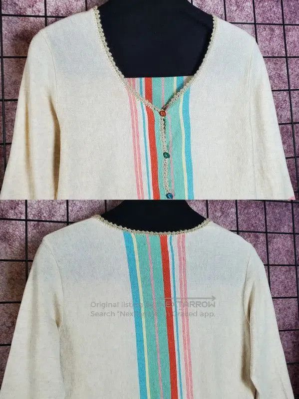 Burberry Burberry Summer Beige Cotton Striped Knit Top. Size M / US 6-8 / IT 42-44 - 4 Thumbnail