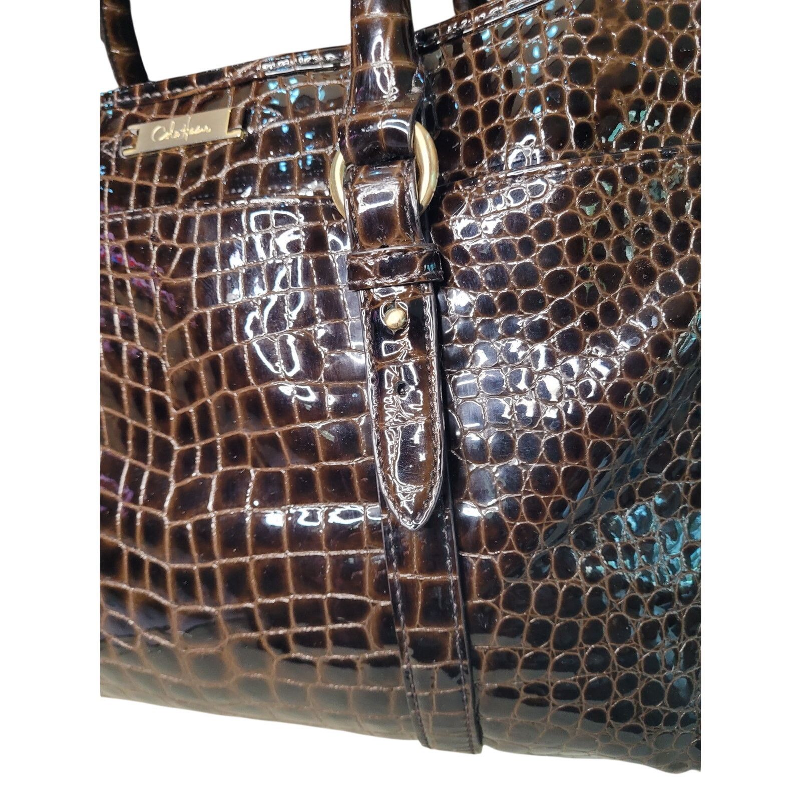 Cole Haan Cole Haan Blk Croc Embossed Leather Satchel/Briefcase Women Size ONE SIZE - 8 Thumbnail
