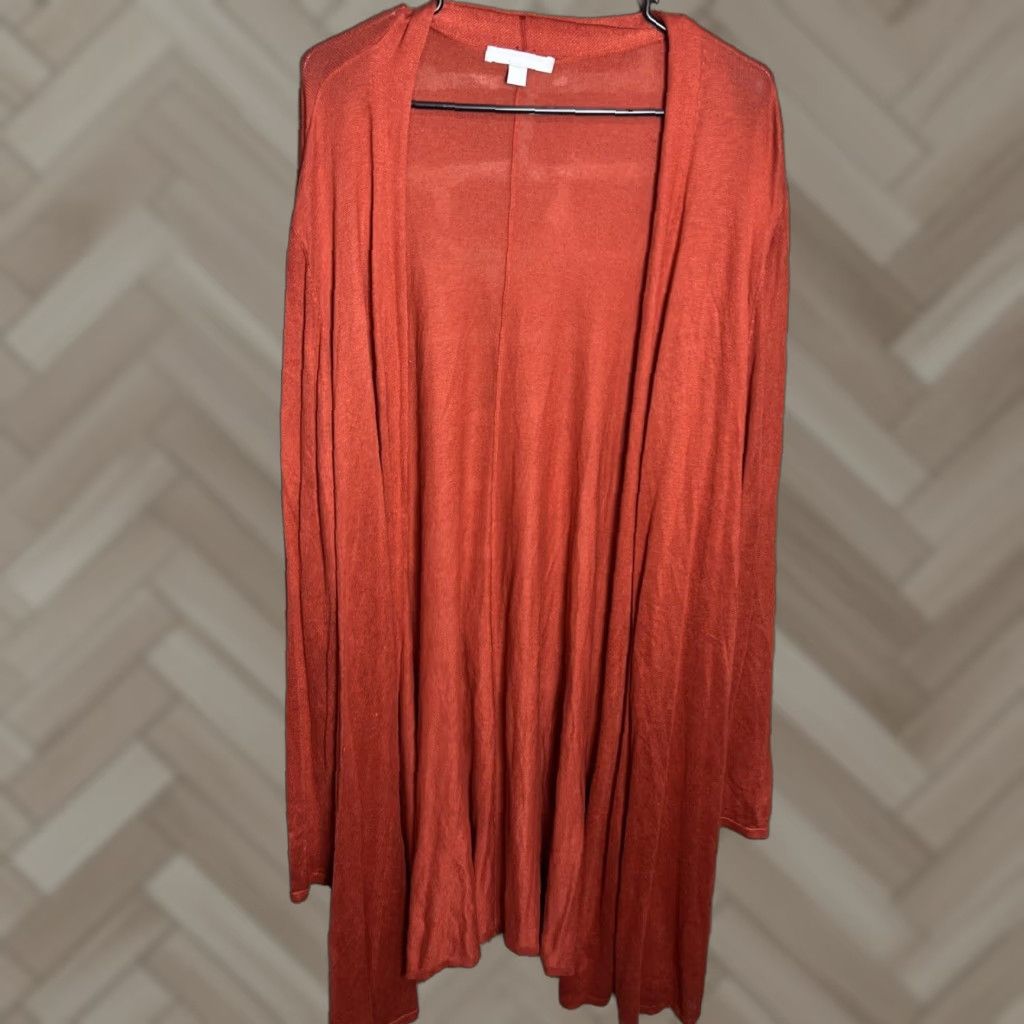 Vintage VINTAGE Woman Within Cardigan ORANGE Plus Size 2X Knit Open Sleeve Long Sleeve Business Casual Travel Workwear Women Buttonless Cardigan Size XXL / US 16-18 / IT 52-54 - 1 Thumbnail