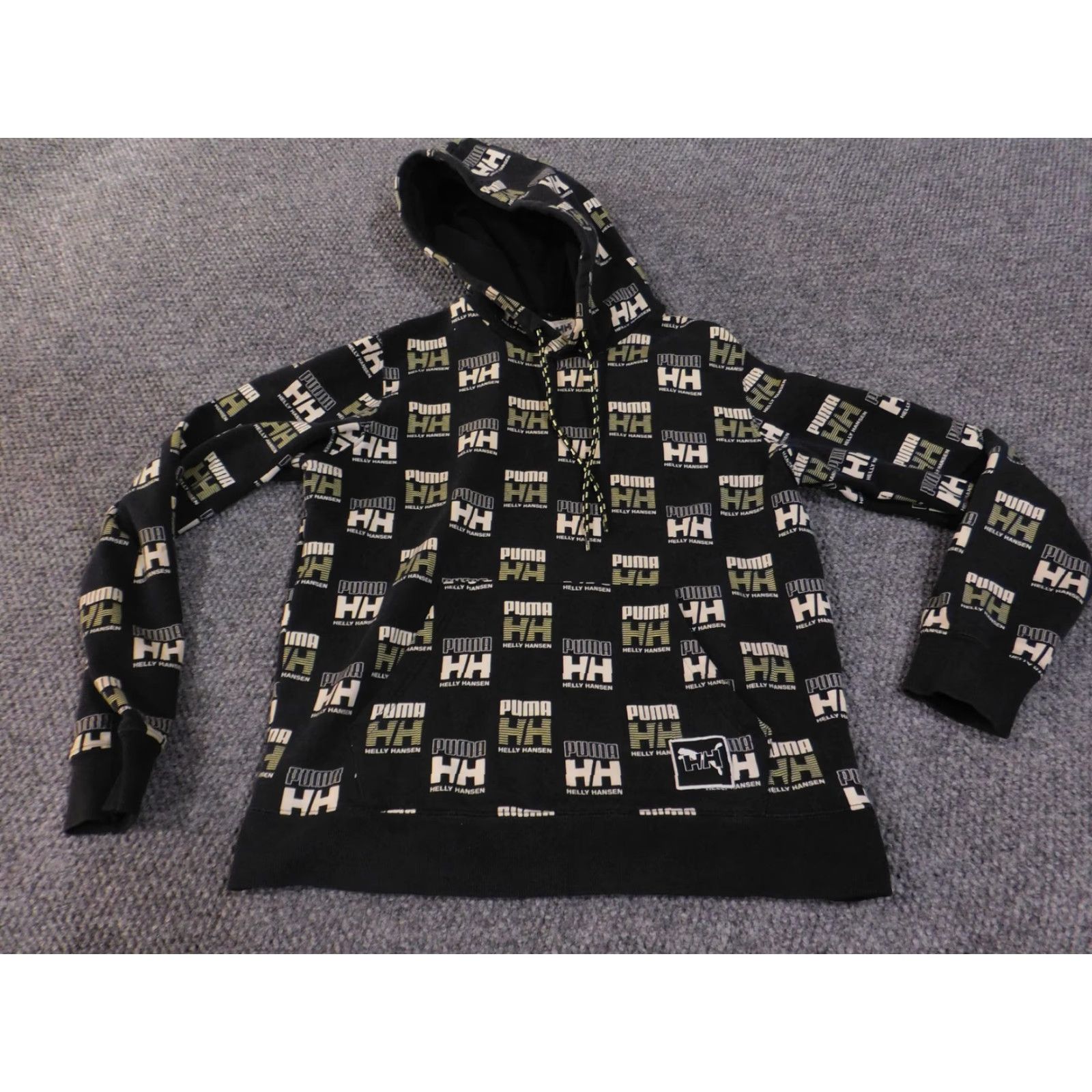 Puma Puma Helly Hansen Hoodie Mens Small Black All Over Print Pullover Streetwear Size US S / EU 44-46 / 1 - 4 Thumbnail