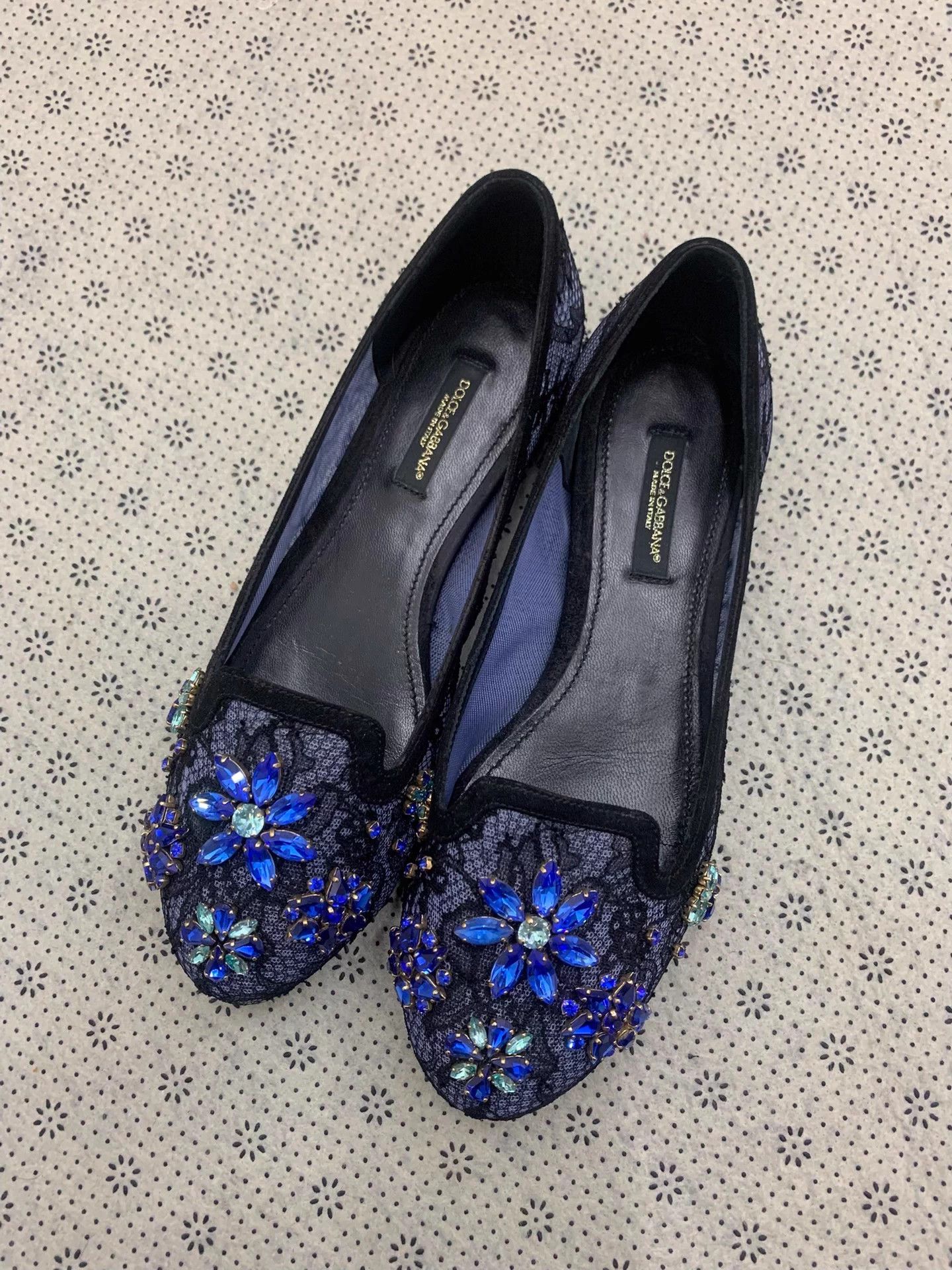 Dolce & Gabbana Dolce&Gabbana blue lace beaded flats 35.5 Size US 4.5 / IT 34.5 - 1 Thumbnail