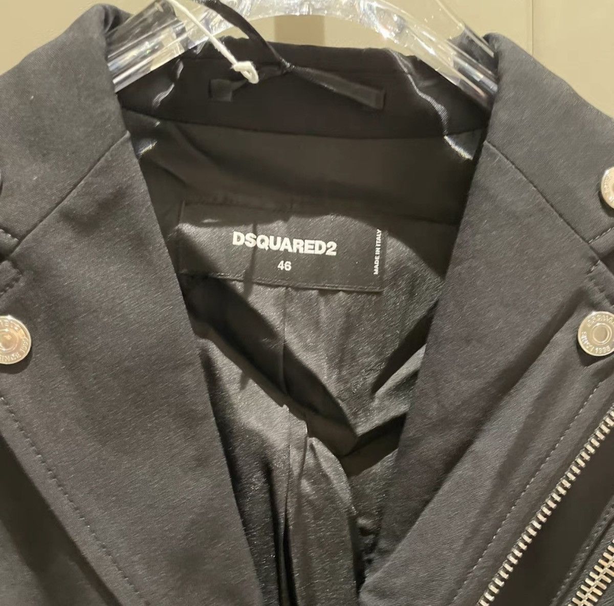 Dsquared2 Dsquared2 Black Leather Wool Jacket Size US S / EU 44-46 / 1 - 4 Thumbnail