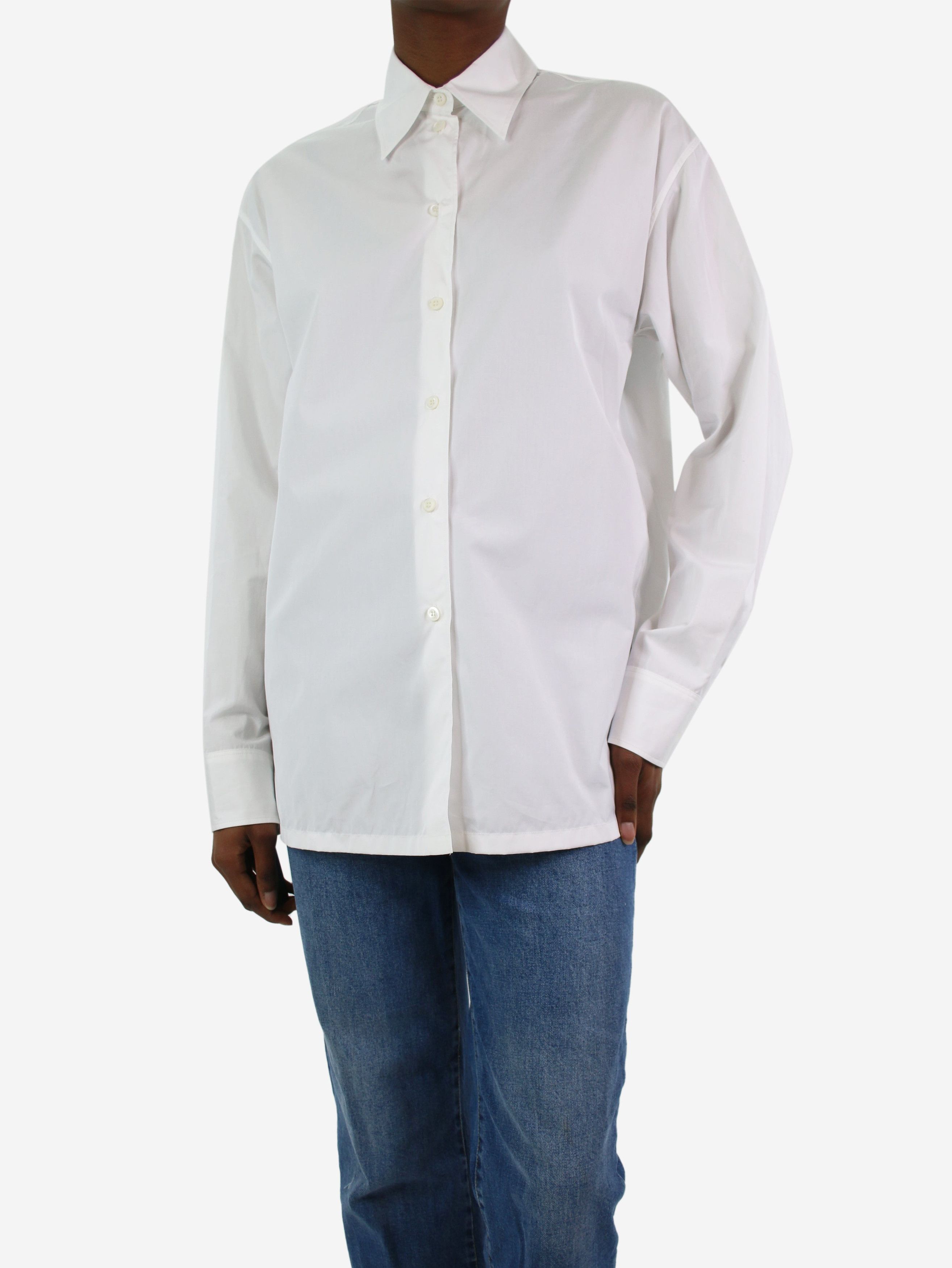 image of Prada White Long-Sleeved Shirt - Size It 38, Women's