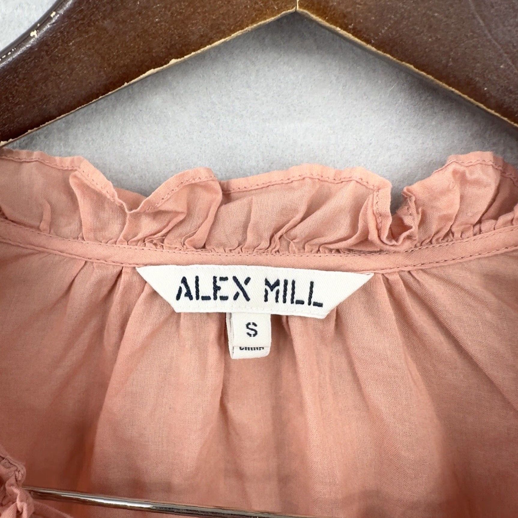 Alex Mill Alex Mill Blouse Shirt Women S Pink Rose Ruffle Peasant Casual Business Formal Workwear All Seasons Floral 100% Cotton Size S / US 4 / IT 40 - 3 Thumbnail