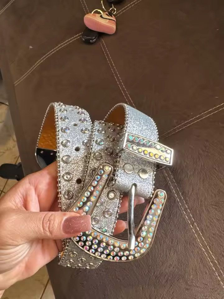 Other Y2K Rhinestone PU Leather Belt - 115 cm Size ONE SIZE - 6 Thumbnail