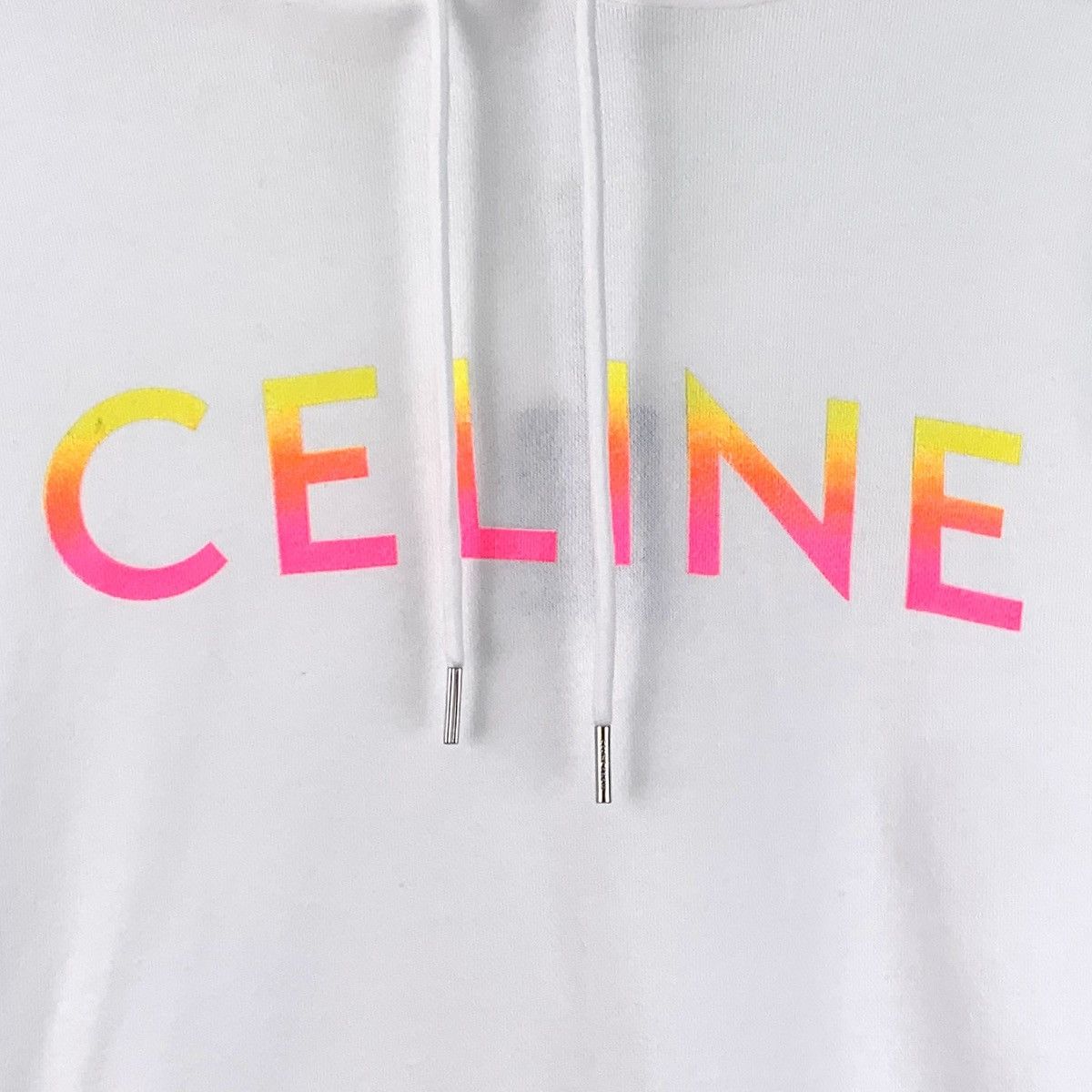 Celine Celine White Logo Letter Printed Hooded Sweatshirt K26WX Size XS / US 0-2 / IT 36-38 - 4 Thumbnail