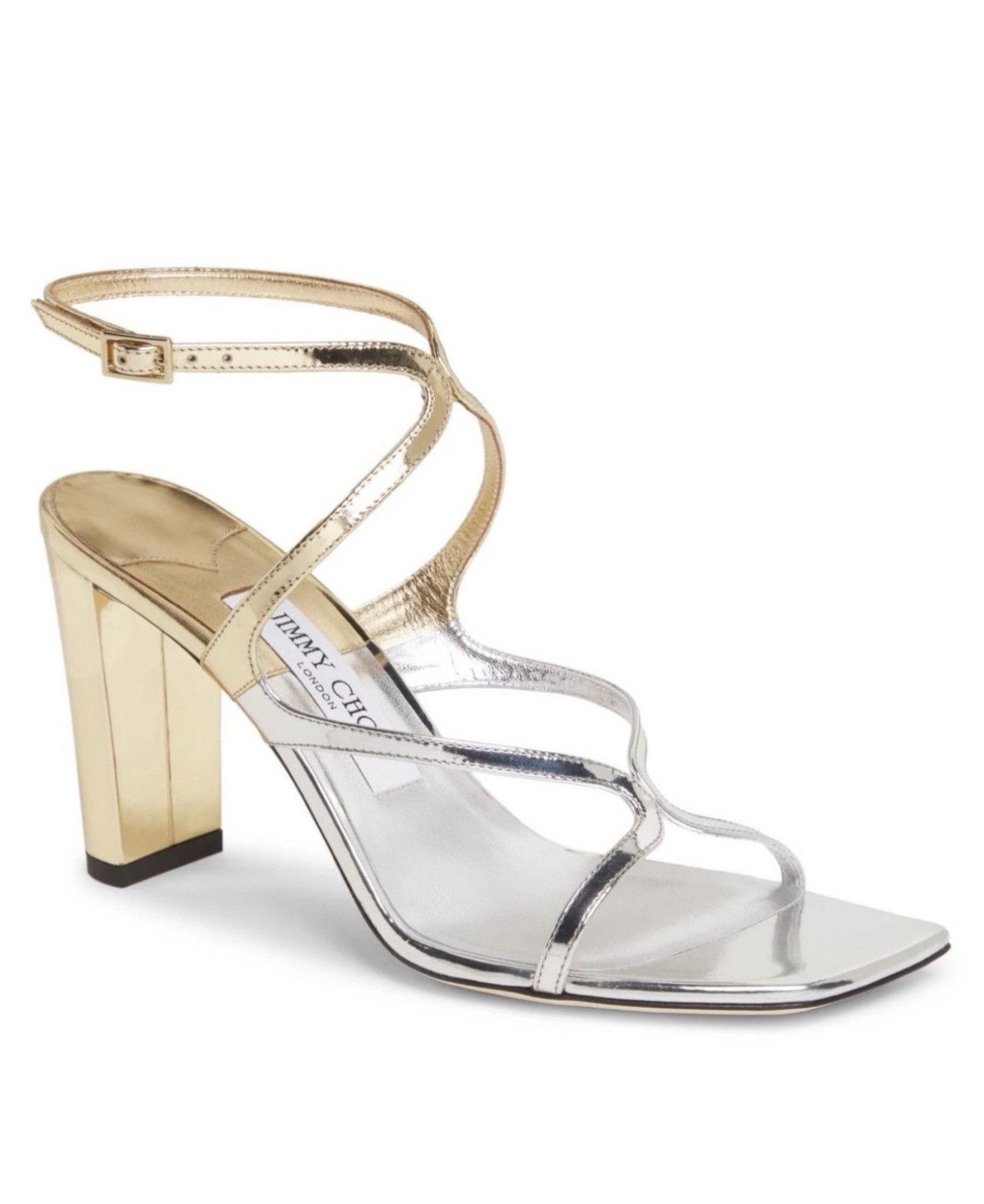 サンダル・ミュール JIMMY CHOO SILVER NAPPA LEATHER DAISY SANDALS Gwyn Daisy Flat |Silver Metallic Nappa Sandal with Daisy