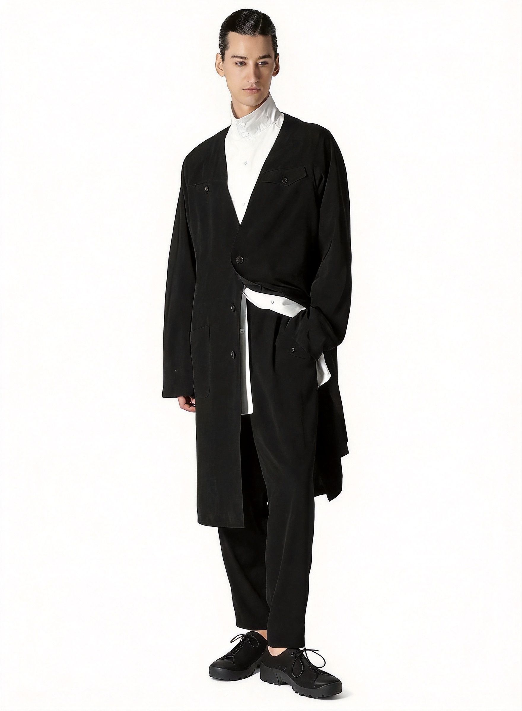 Yohji Yamamoto 24ss Triacetate Coat/ in Black, Men's