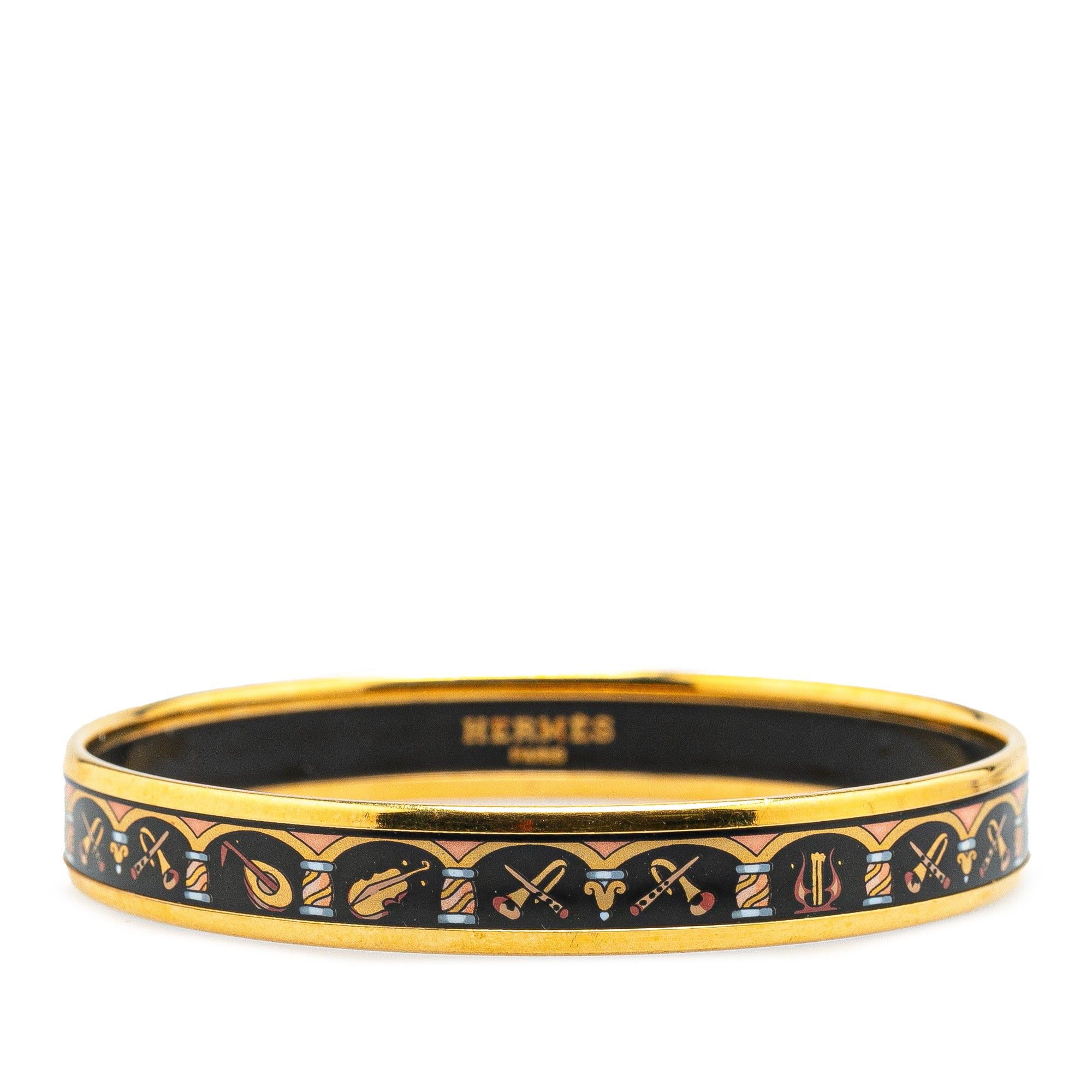 Hermes Hermès Narrow Musical Instruments Enamel Bangle 65 Black Size ONE SIZE - 1 Thumbnail