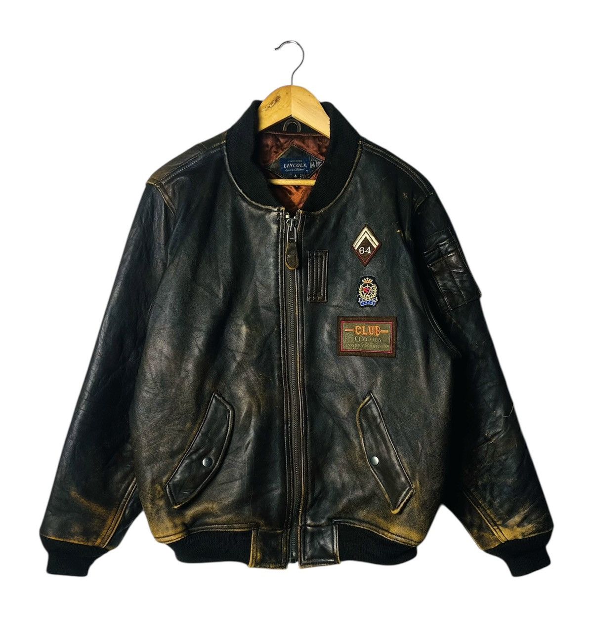 Vintage Lincoln Sheepskin Leather Bomber Jacket