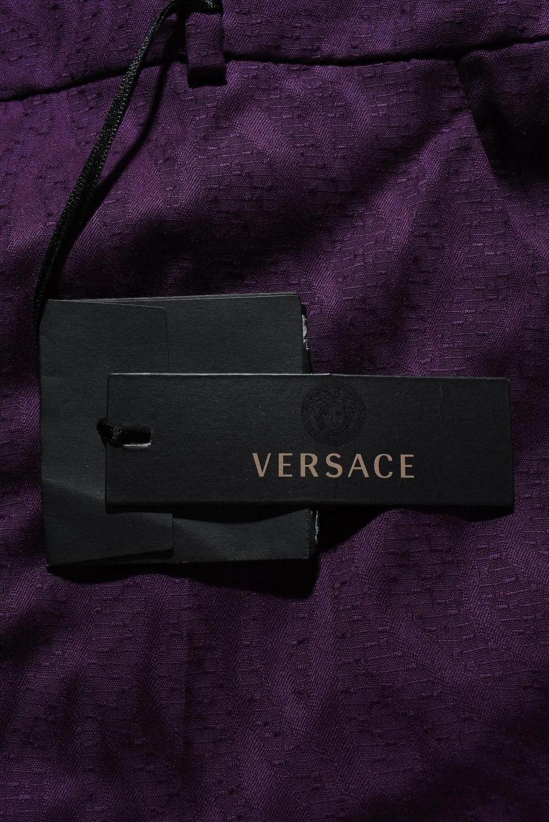 Versace Women's Versace Purple Textured Slim Fit Pants Size W33 L28 Size 33" - 5 Thumbnail