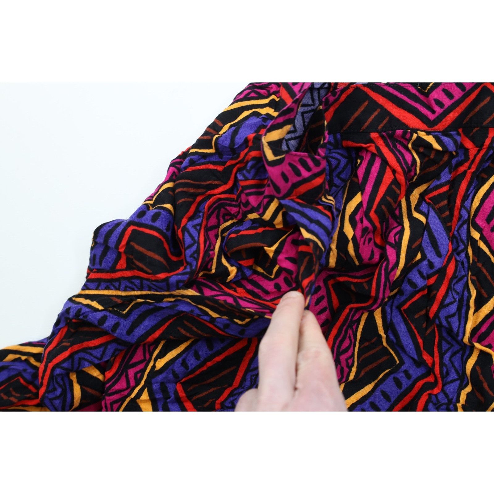 Vintage Vintage 90s Rayon Gabardine Abstract Rainbow Skirt Size 40" / US 18 - 7 Thumbnail