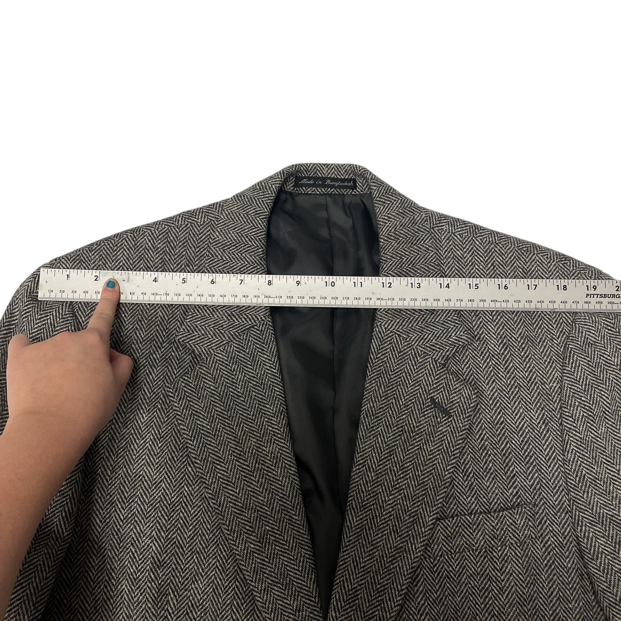 Savile Row NEW Savile Row Black Gray Sport Coat HERRINGBONE Jacket Size 42R - 11 Thumbnail