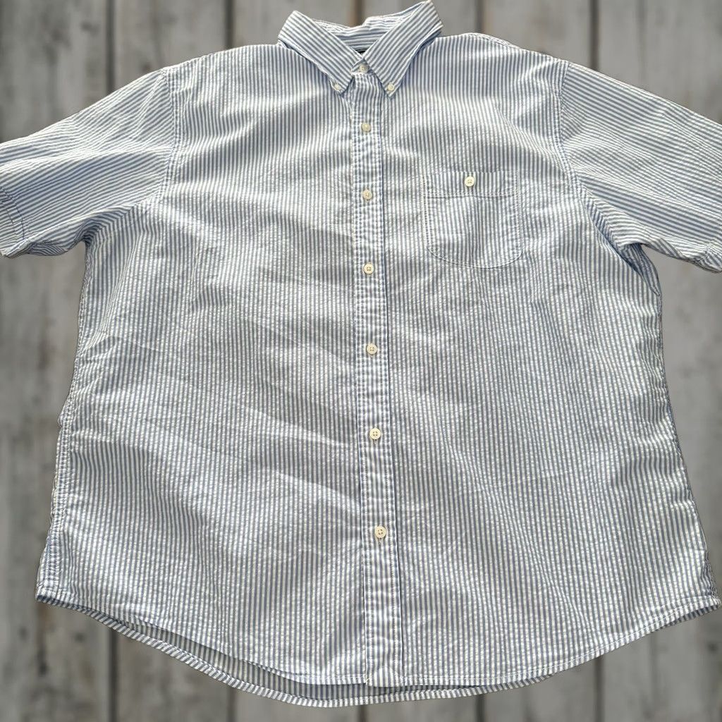 Lands' End Lands' End Seersucker Shirt Mens XL Blue Striped Button-Up Traditional Fit Beach Size US XL / EU 56 / 4 - 1 Thumbnail