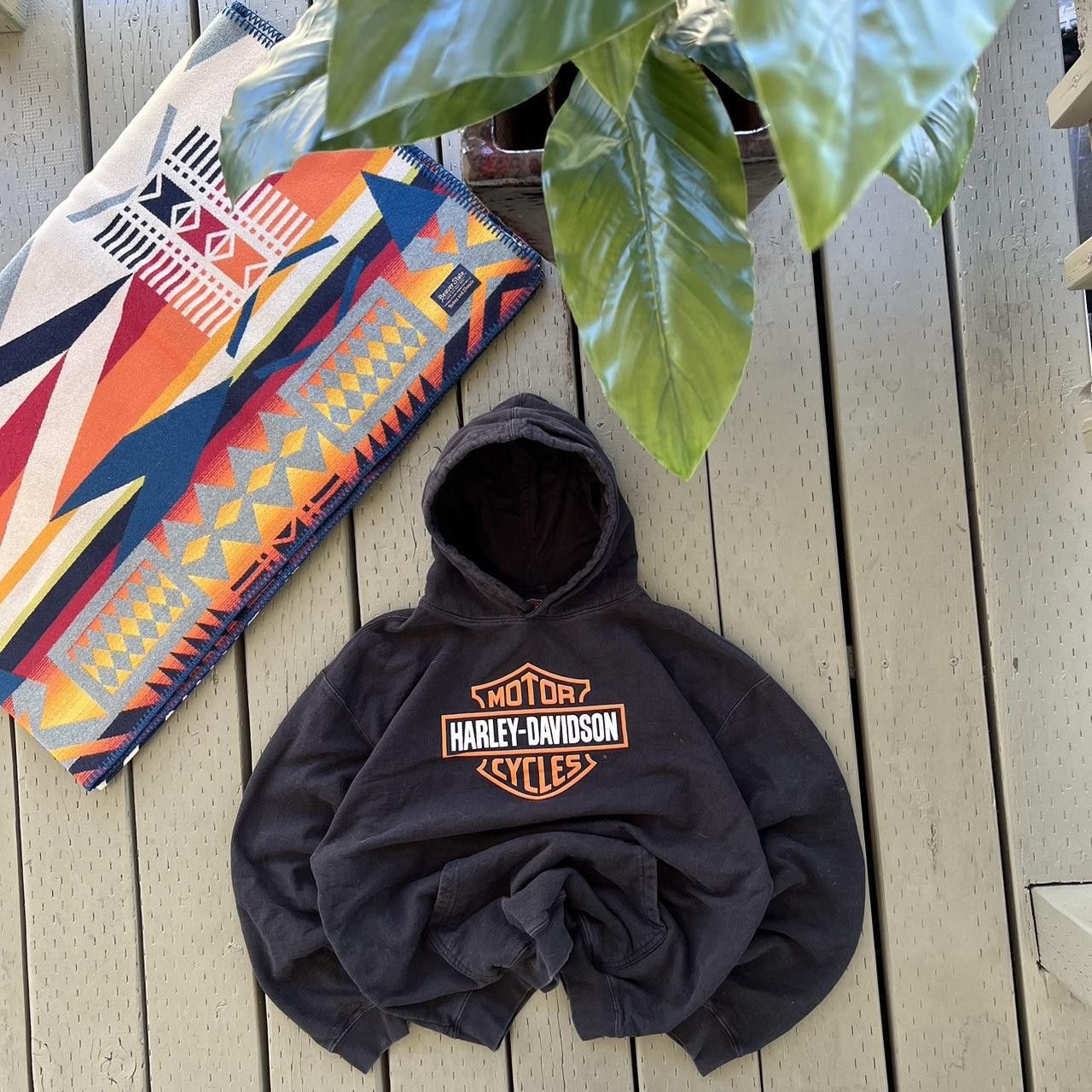 Harley Davidson Vintage Harley Davidson Black Boxy Hoodie Y2K size M Size US M / EU 48-50 / 2 - 1 Thumbnail